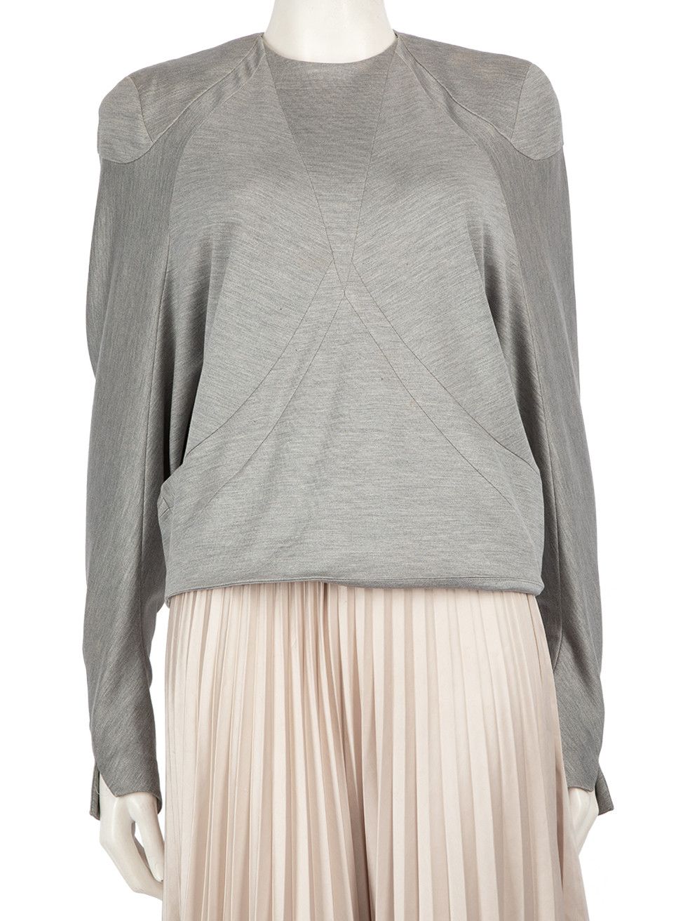 Louis Vuitton Grey Silk Shoulder Padded Crop Top Size S / US 4 / IT 40 - 1 Thumbnail