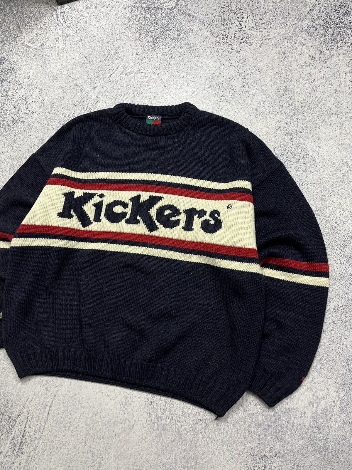 Kickers Vintage Kickers Big Spellout Logo Knit Sweater Baggy 90’s Size US L / EU 52-54 / 3 - 3 Thumbnail