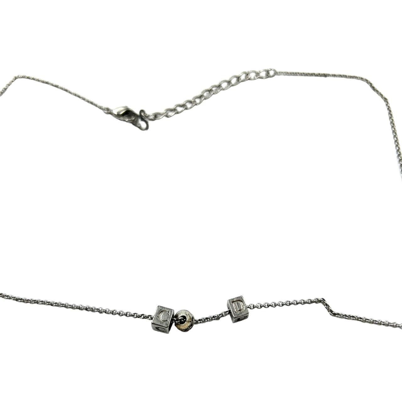 image of Vintage Christian Dior Cube Necklace in Silver, Women's