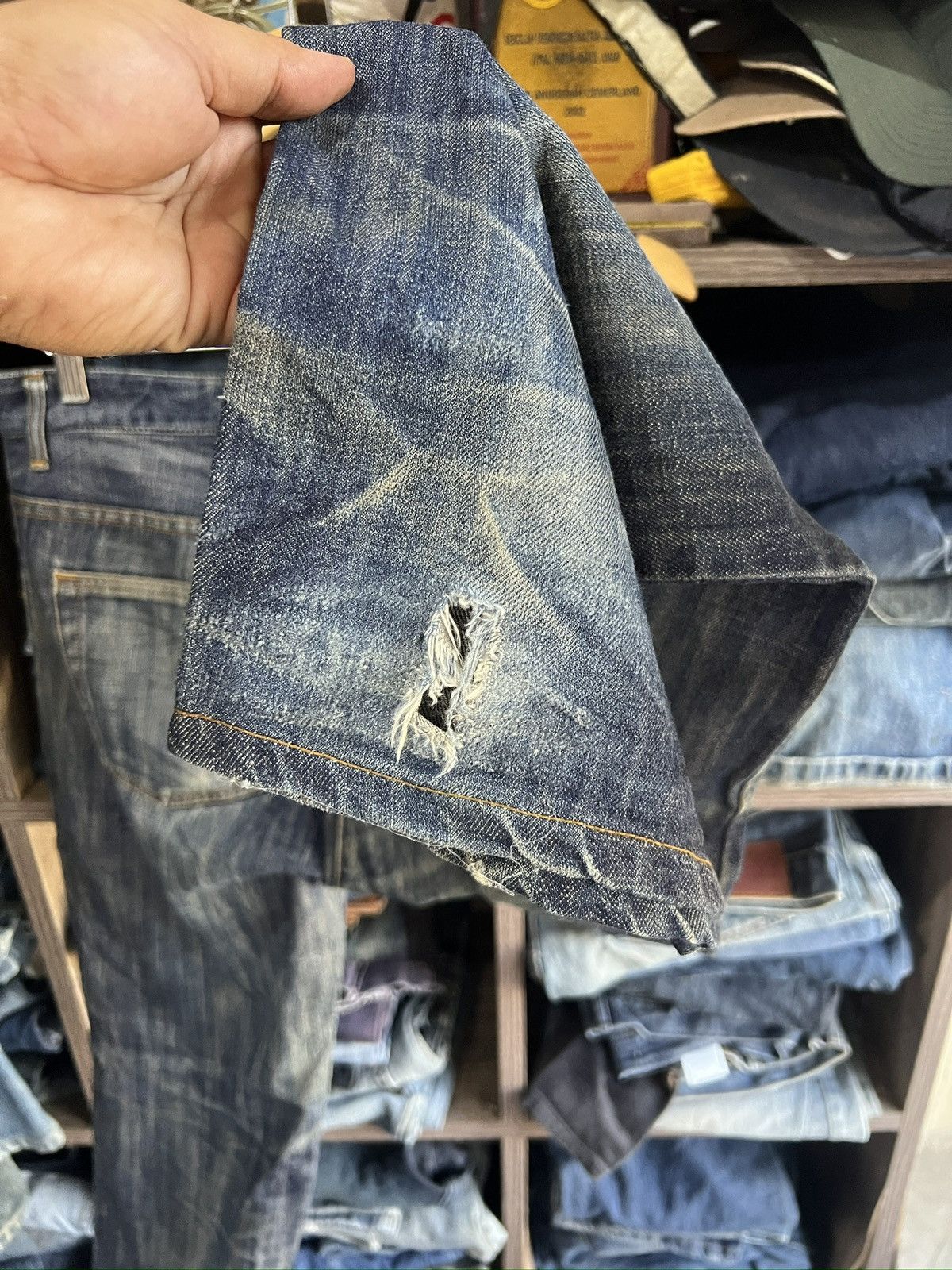 Other 🔥Rare Macarena Full Zipper Distressed Denim Size US 33 - 13 Thumbnail
