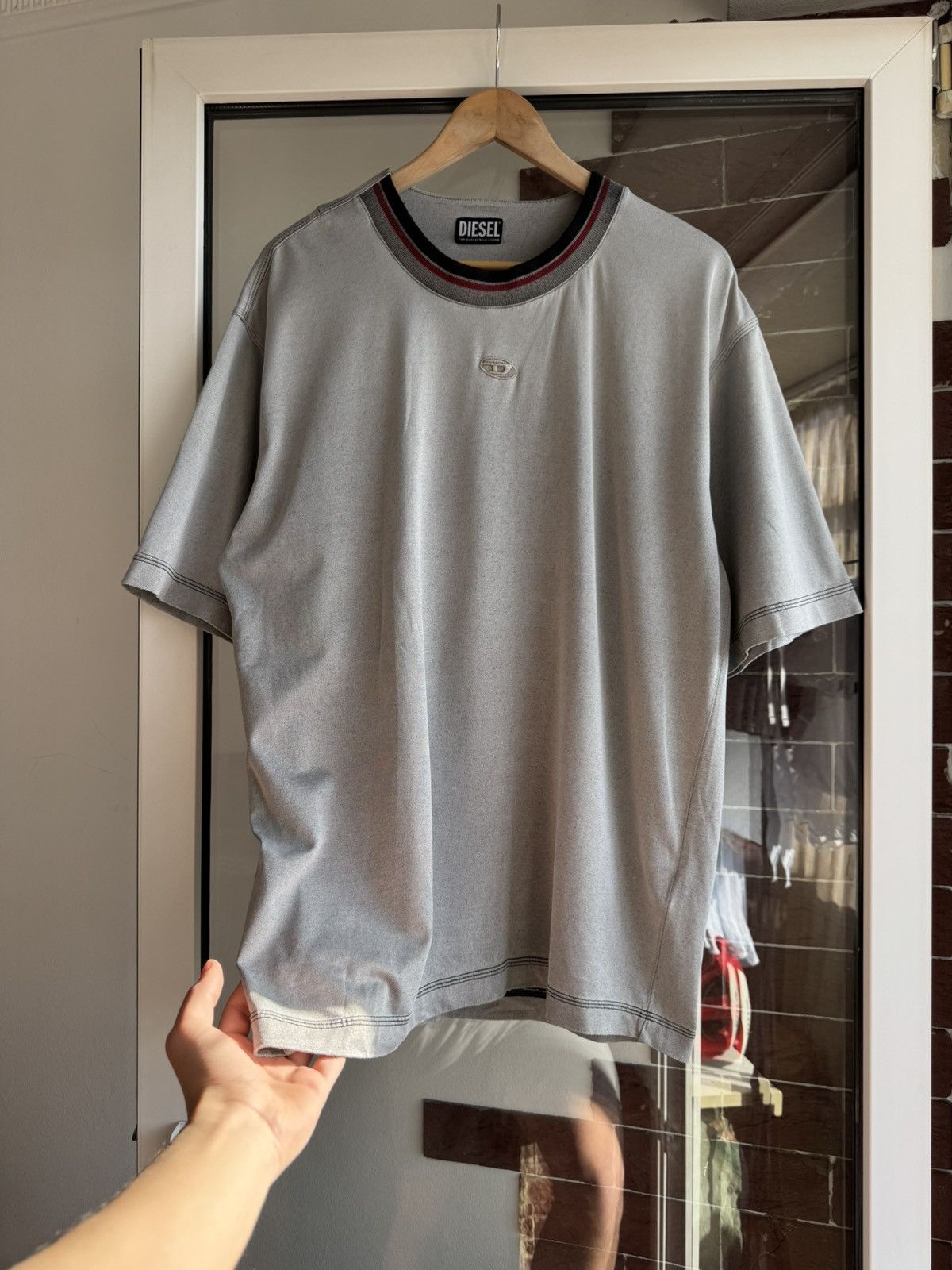 Diesel Diesel Boxy Fit Gray Tshirt D Logo Size US L / EU 52-54 / 3 - 2 Thumbnail