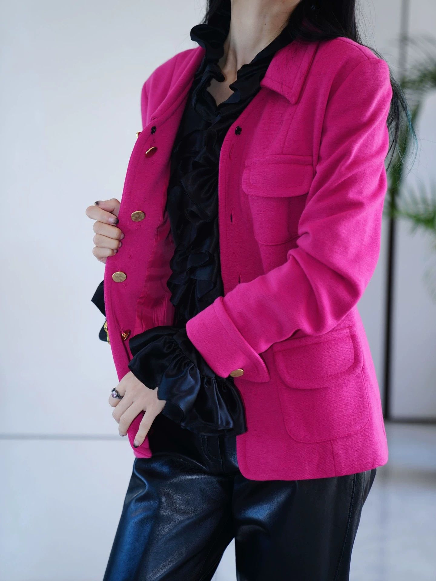 Other Gemma Kahng Vintage Pink Wool Blazer Pigeon Jeweled US10 Size L / US 10 / IT 46 - 7 Thumbnail