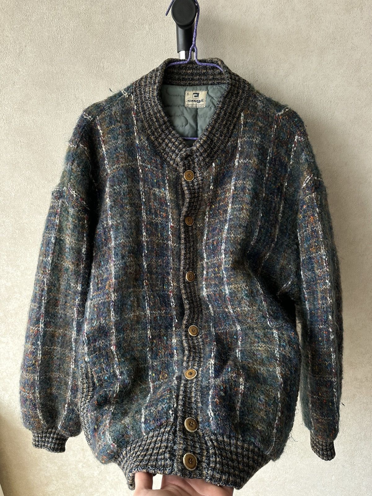 Coogi Vintage 90s Wool Ribbed Edge Knit Mohair Bomber Jacket Size US L / EU 52-54 / 3 - 8 Thumbnail