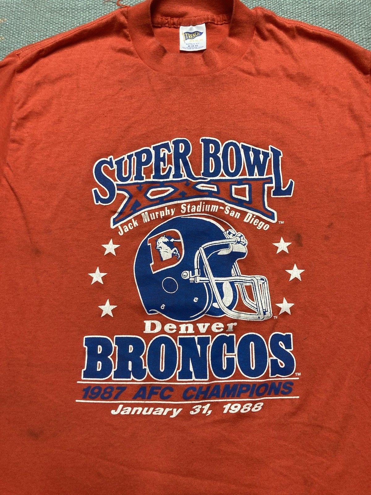 Vintage 80s t shirt Denver broncos Super Bowl 1988 single stitch M Size US M / EU 48-50 / 2 - 4 Thumbnail