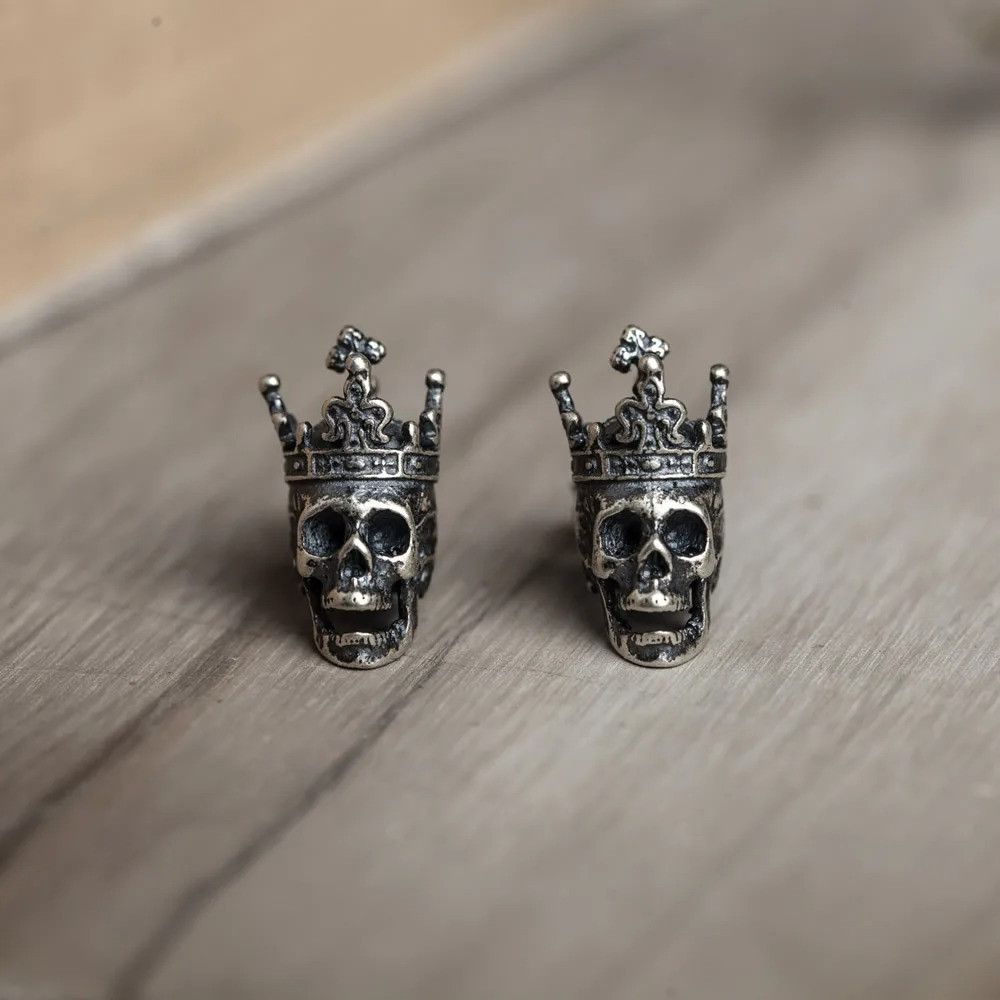 Jewelry Skull Crown Stud Earrings 925 Sterling Ear Studs Charms Size ONE SIZE - 4 Thumbnail