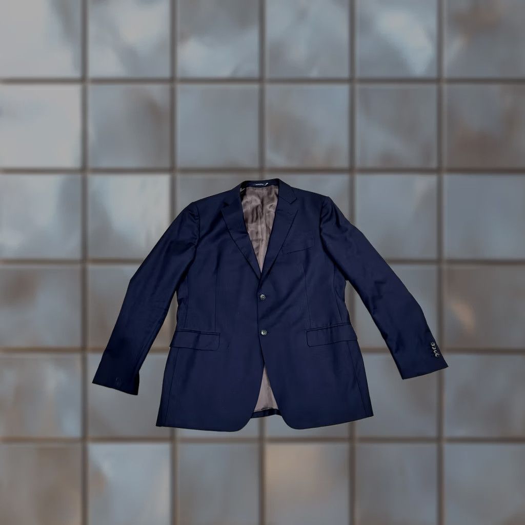 Apolis VINTAGE Napoli Blazer Men 50 Navy Blue Solid Notch 2-Button 4-Button Sleeve Wool Blazer Size 50R - 1 Thumbnail