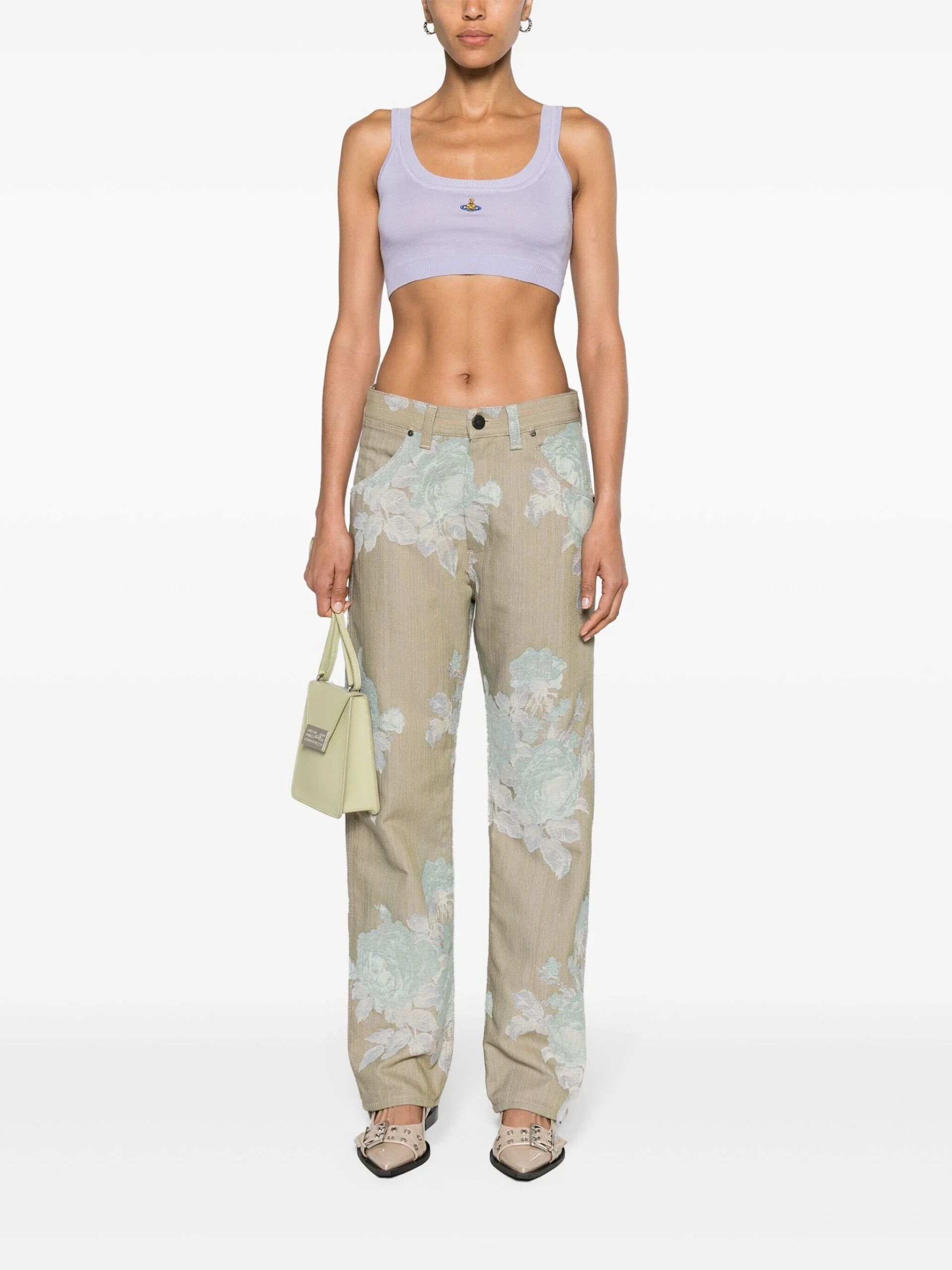 Vivienne Westwood o1s22i1n0924 Floral Jacquard Ranch Jeans in Beige Size 26" / US 2 / IT 38 - 1 Thumbnail