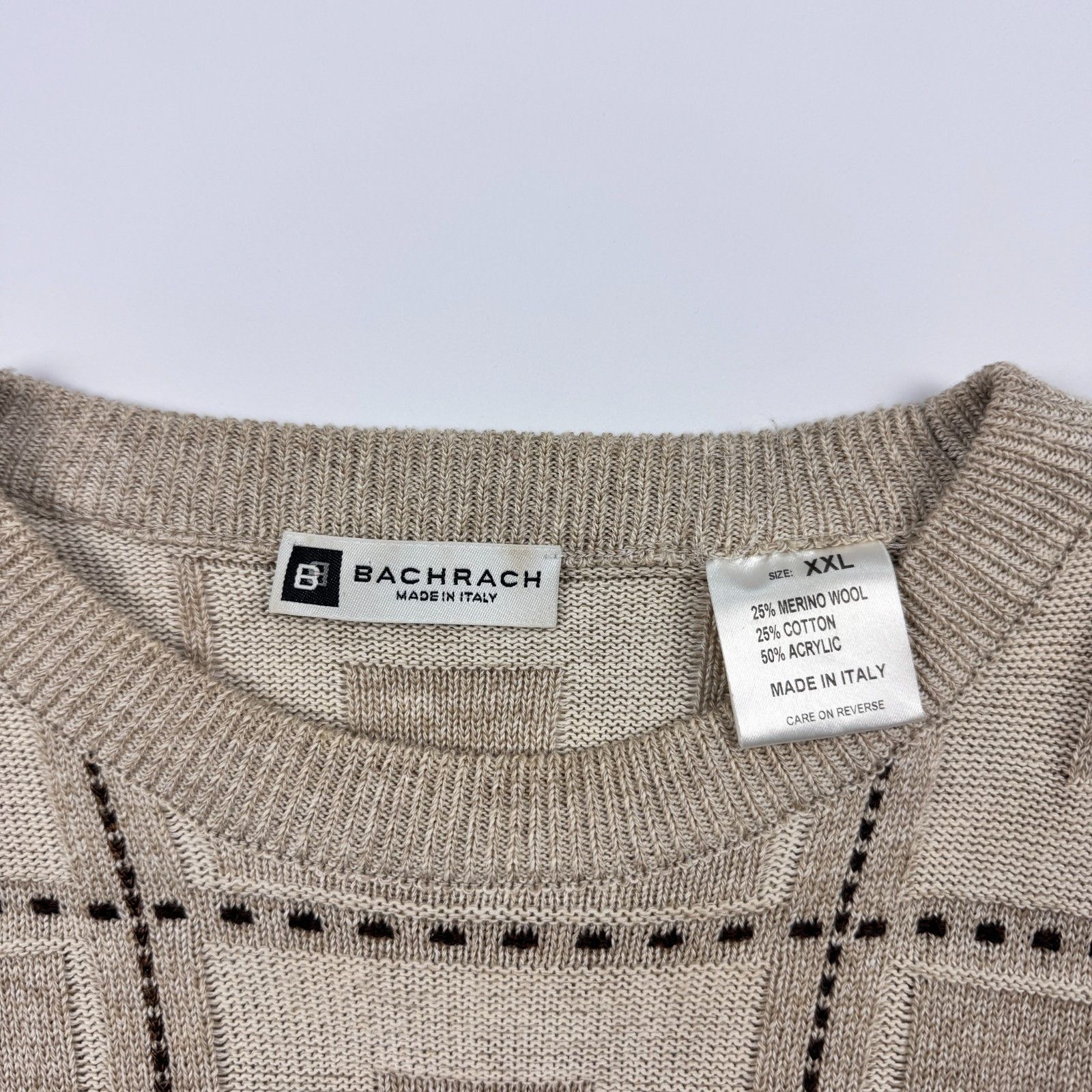Bachrach Bachrach Sweater XXL Made In Italy Merino Wool Geometric Size US XXL / EU 58 / 5 - 4 Thumbnail