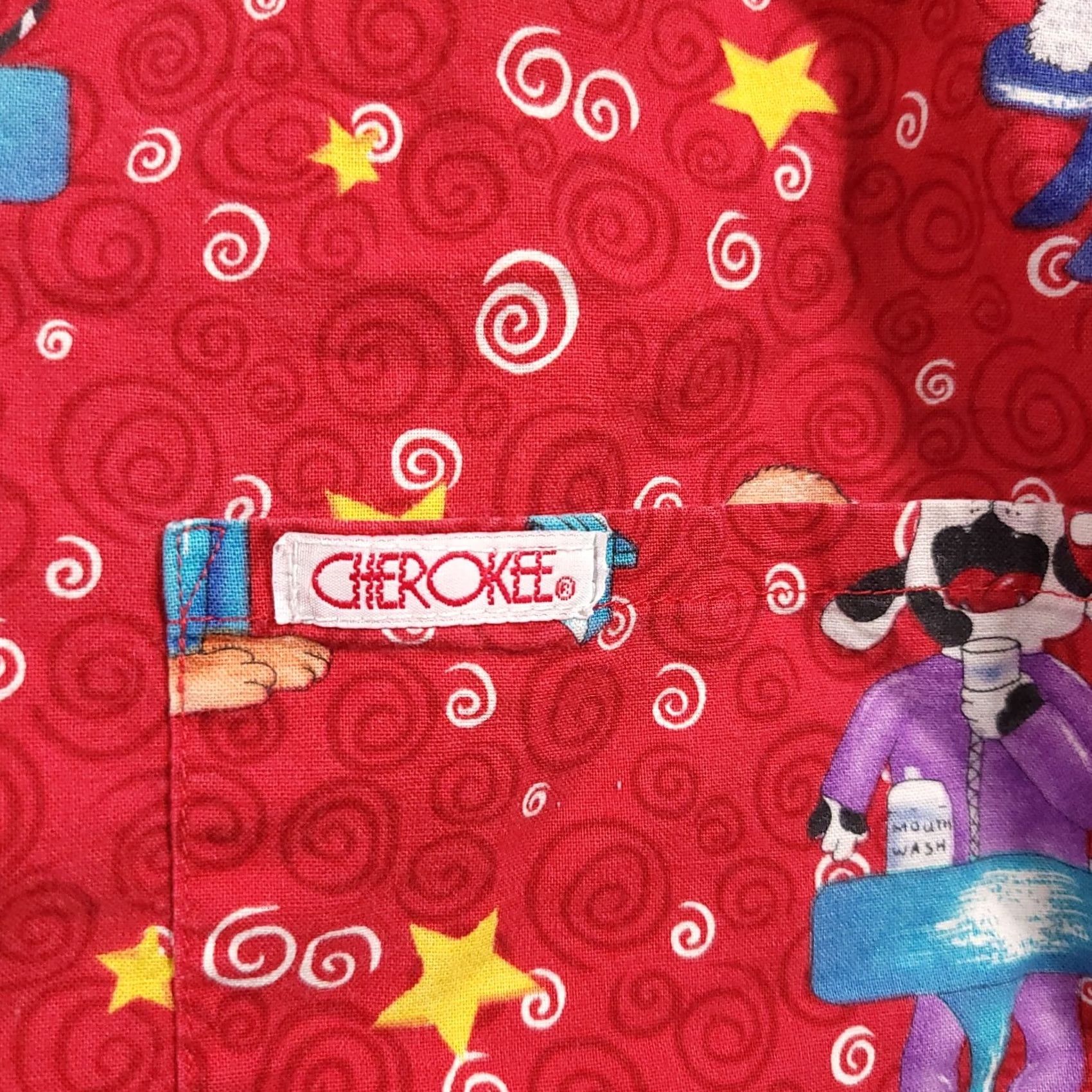 Cherokee Cherokee V-Neck Scrub Shirt Women's Small Red Short Sleeve Dentist Dogs Cats Size S / US 4 / IT 40 - 5 Thumbnail