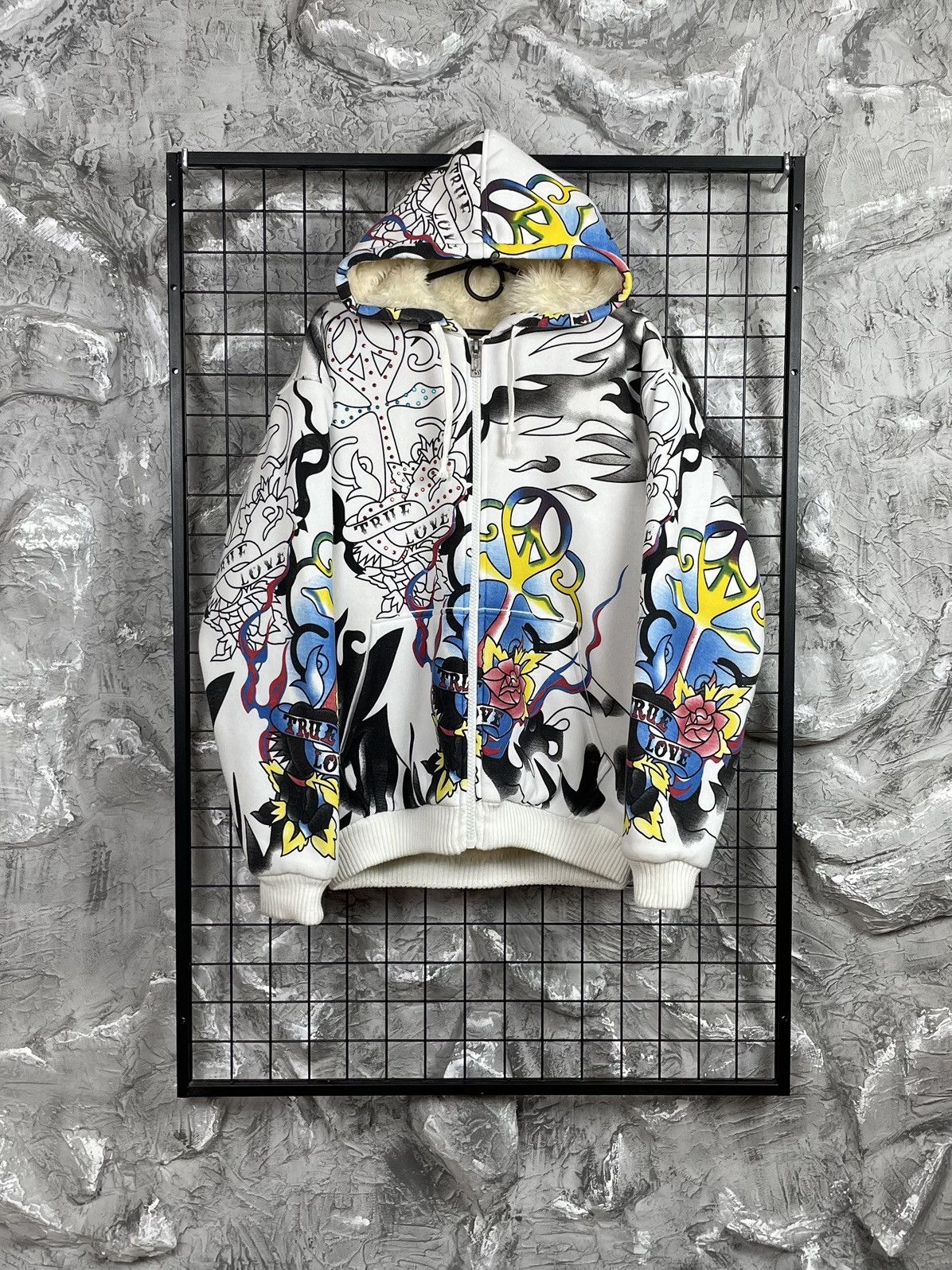 Ed Hardy Really Point Y2K Vintage Tattoo Fur Jacket Affliction Style Size US XL / EU 56 / 4 - 1 Thumbnail