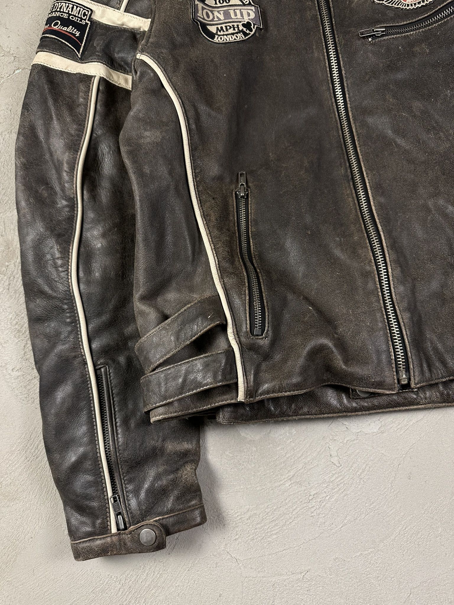 Vintage Vintage Leather Racing Patch Biker Boxy Jacket Size US XL / EU 56 / 4 - 7 Thumbnail