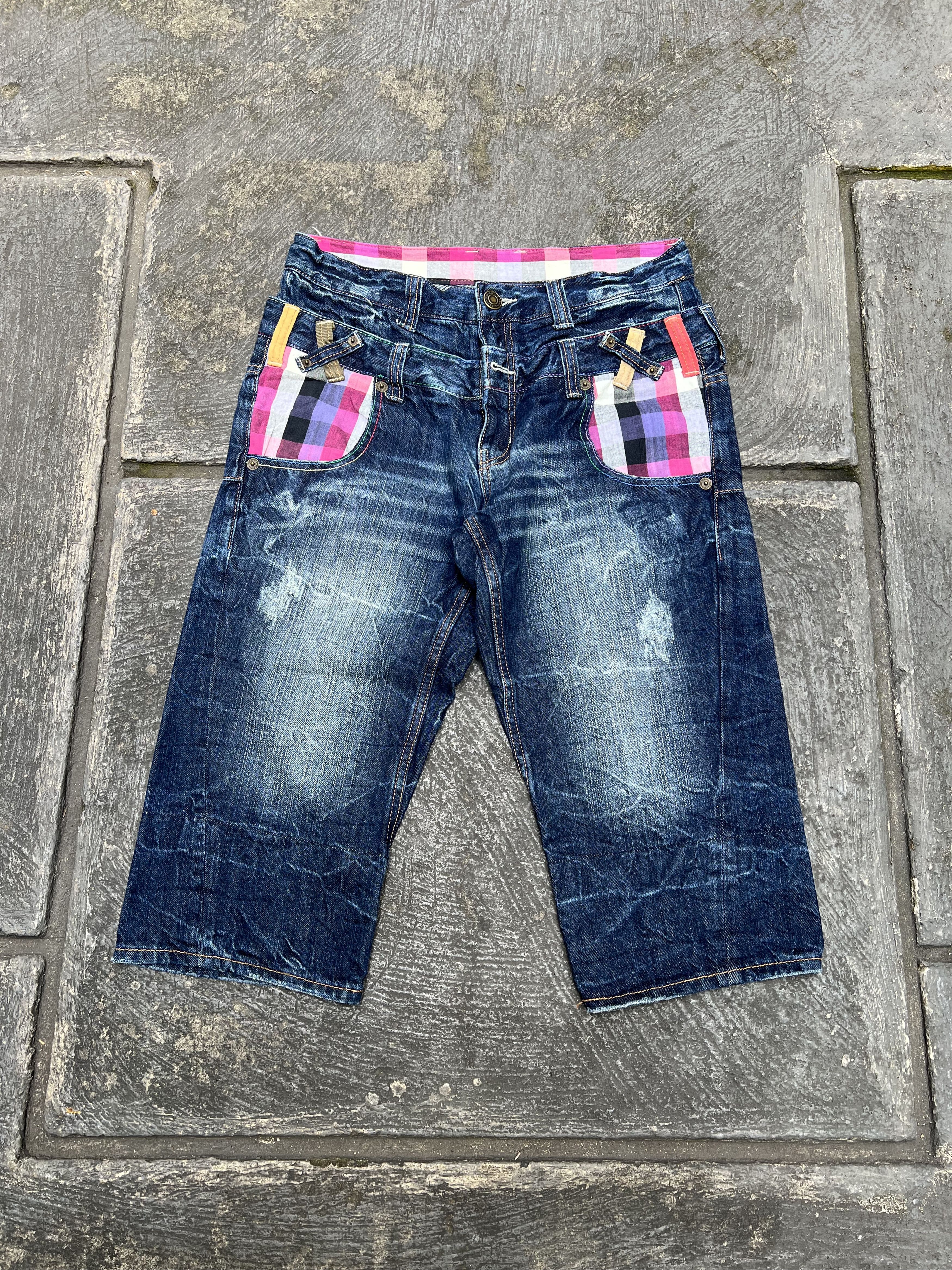 Japanese Brand 2000s Japanese Ifsix Double Waist Wash Jeans Jorts Short y2k Size US 31 - 2 Thumbnail