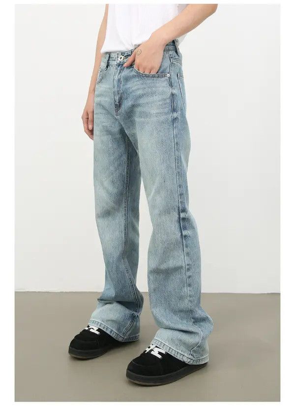 Japanese Brand Rika High street retro washed loose flared jeans for men Size US 32 / EU 48 - 3 Thumbnail