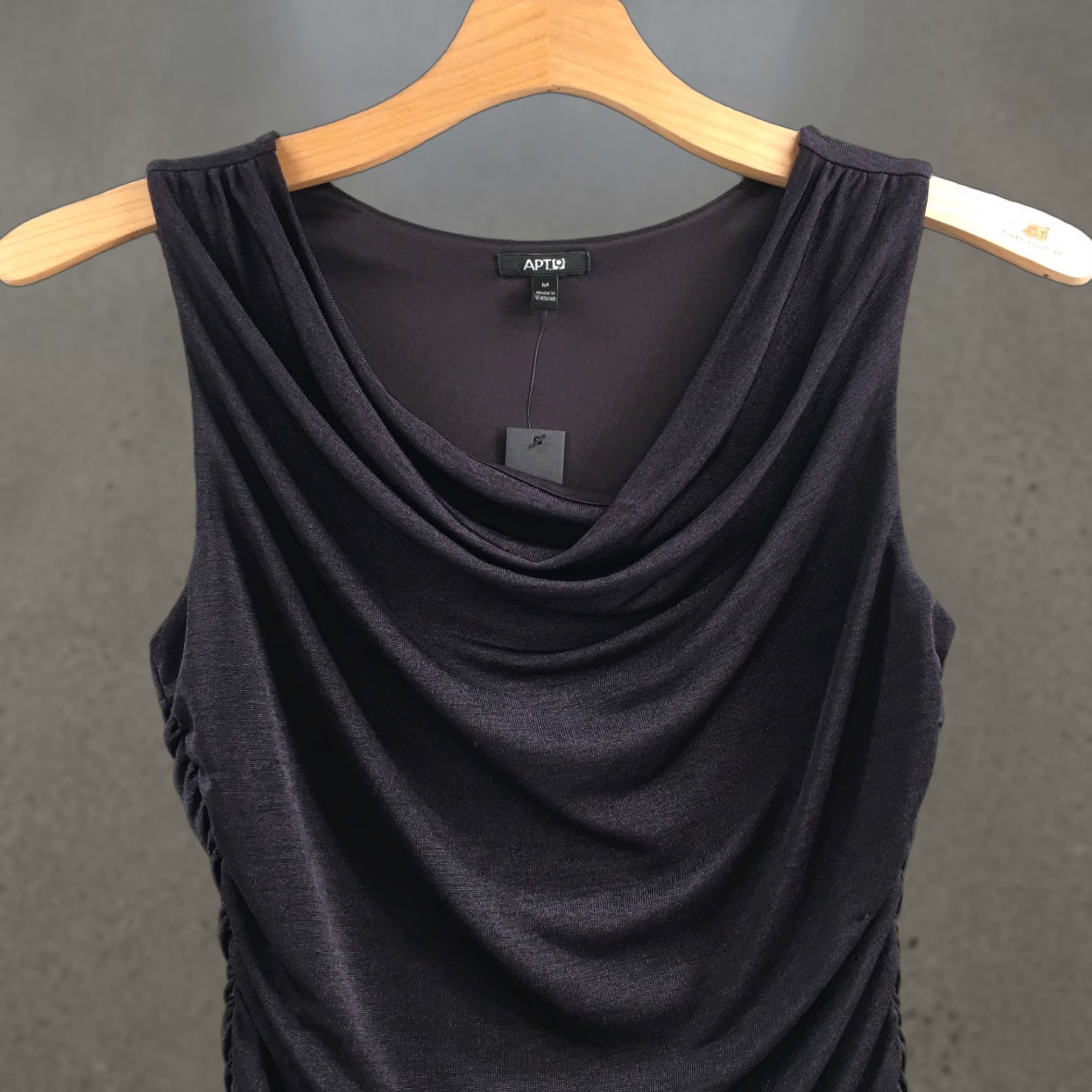 Apt. 9 APT.9 Tank Top Womens Medium Black Sleeveless Ruched Draped Front Stretch Shirt, Basic, All Seasons, Casual, Pullover, Regular Fit Womens Size M / US 6-8 / IT 42-44 - 1 Thumbnail