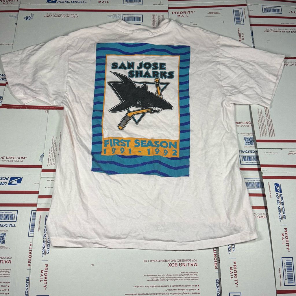 Fairplay 90s Vintage NHL San Jose Sharks First Season T-Shirt Medium Size US L / EU 52-54 / 3 - 1 Thumbnail