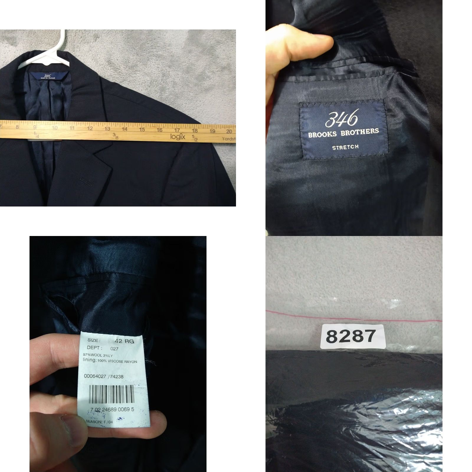 Brooks Brothers Brooks Brothers Blazer Mens 42R Wool Blue Single-Breasted 3-Button Notch Lapel Stretch Jacket Coat 2 Piece Sports Regular Vintage N/A Size 42R - 8 Thumbnail