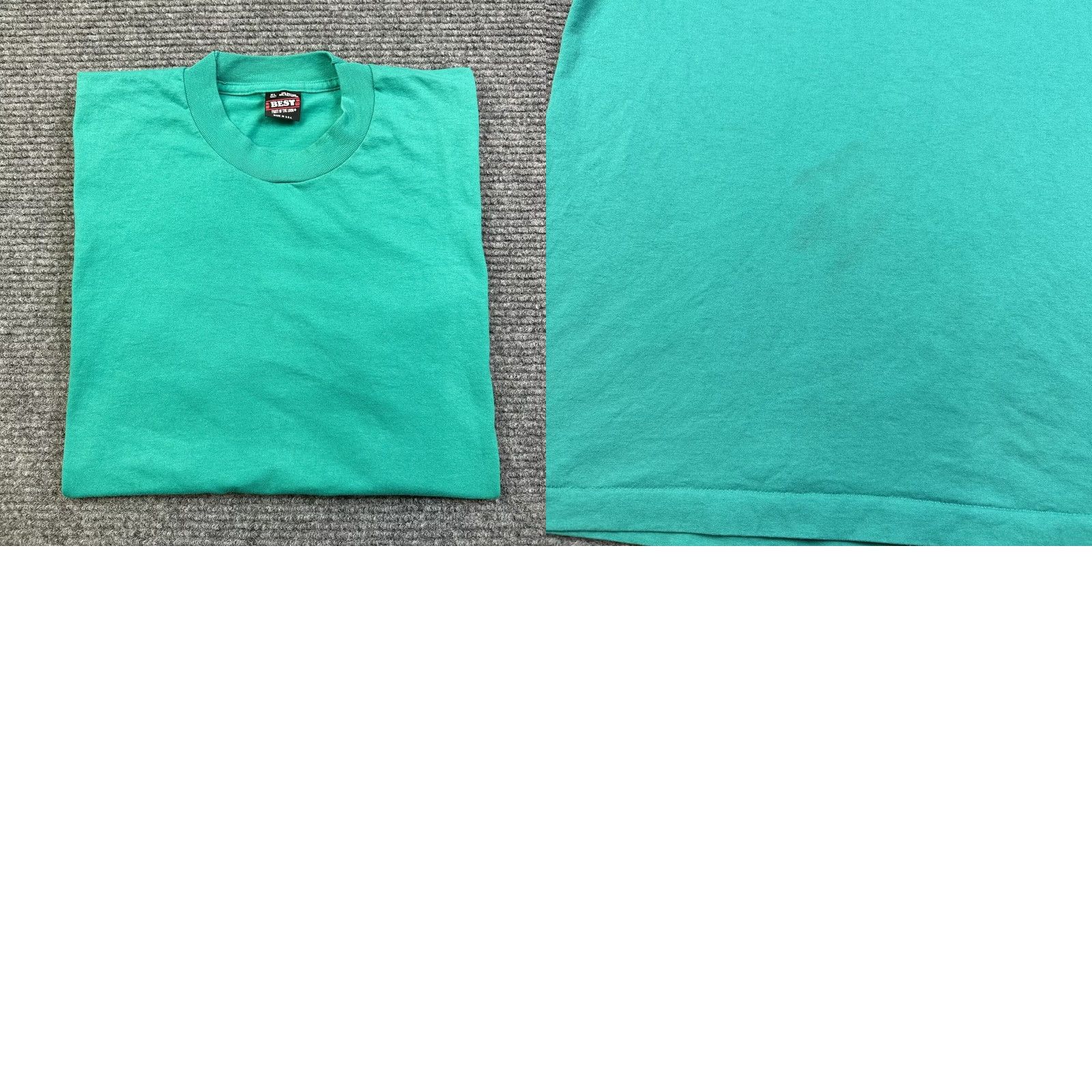 Fruit Of The Loom VINTAGE Fruit of the Loom T-Shirt Adult XL Single Stitch Green Crew Neck Cotton Blend 90s 80s All Seasons Mens Womens Unisex Size US XL / EU 56 / 4 - 8 Thumbnail