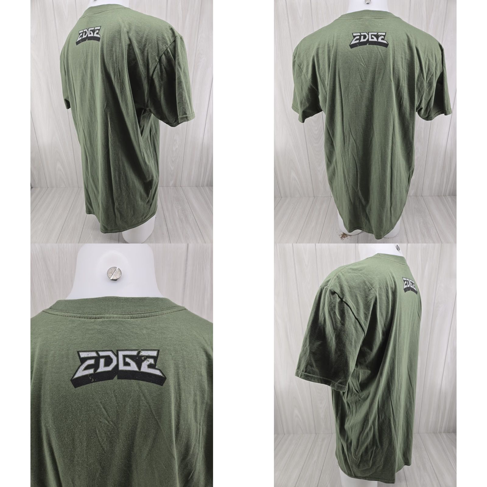 Vintage WWE Edge Get Grit Green Wrestling Mens T-Shirt XL Cotton Short Sleeve Crew Neck Graphic Tee Authentic Wear Size XL Mens Size US XL / EU 56 / 4 - 8 Thumbnail