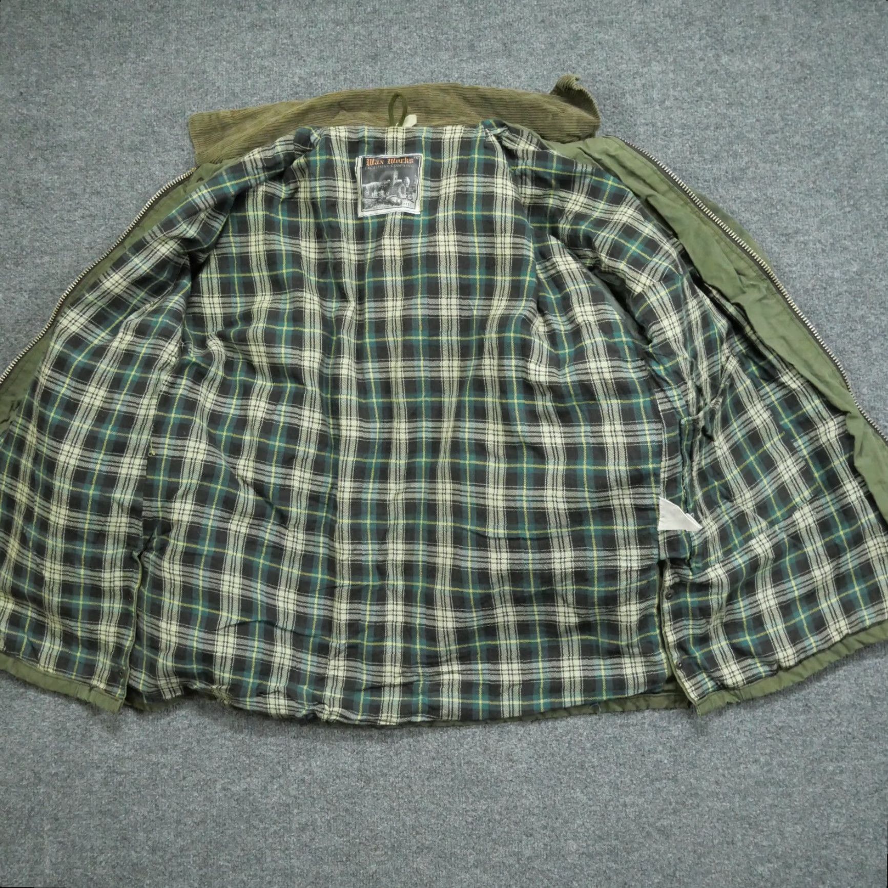 Vintage VINTAGE Wax Works Jacket Mens M Green Canvas Bomber Jacket Mid-Length Zip Lined 90s Grunge Western England Size US M / EU 48-50 / 2 - 2 Thumbnail