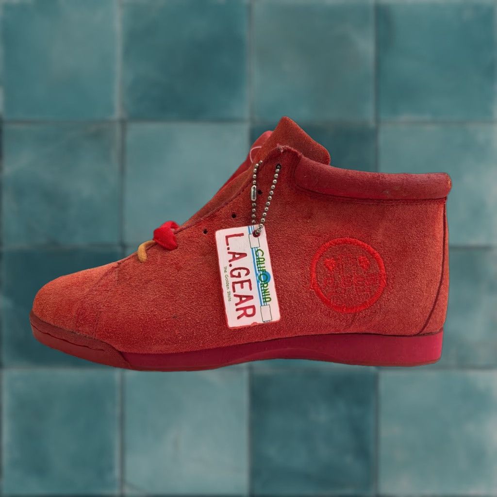 La Gear VINTAGE LA Gear High Top Sneaker Shoes Womens Size 6 Suede 90s Red NWT Deadstock Embroidered Logo + 2 Laces Size M / US 6-8 / IT 42-44 - 1 Thumbnail