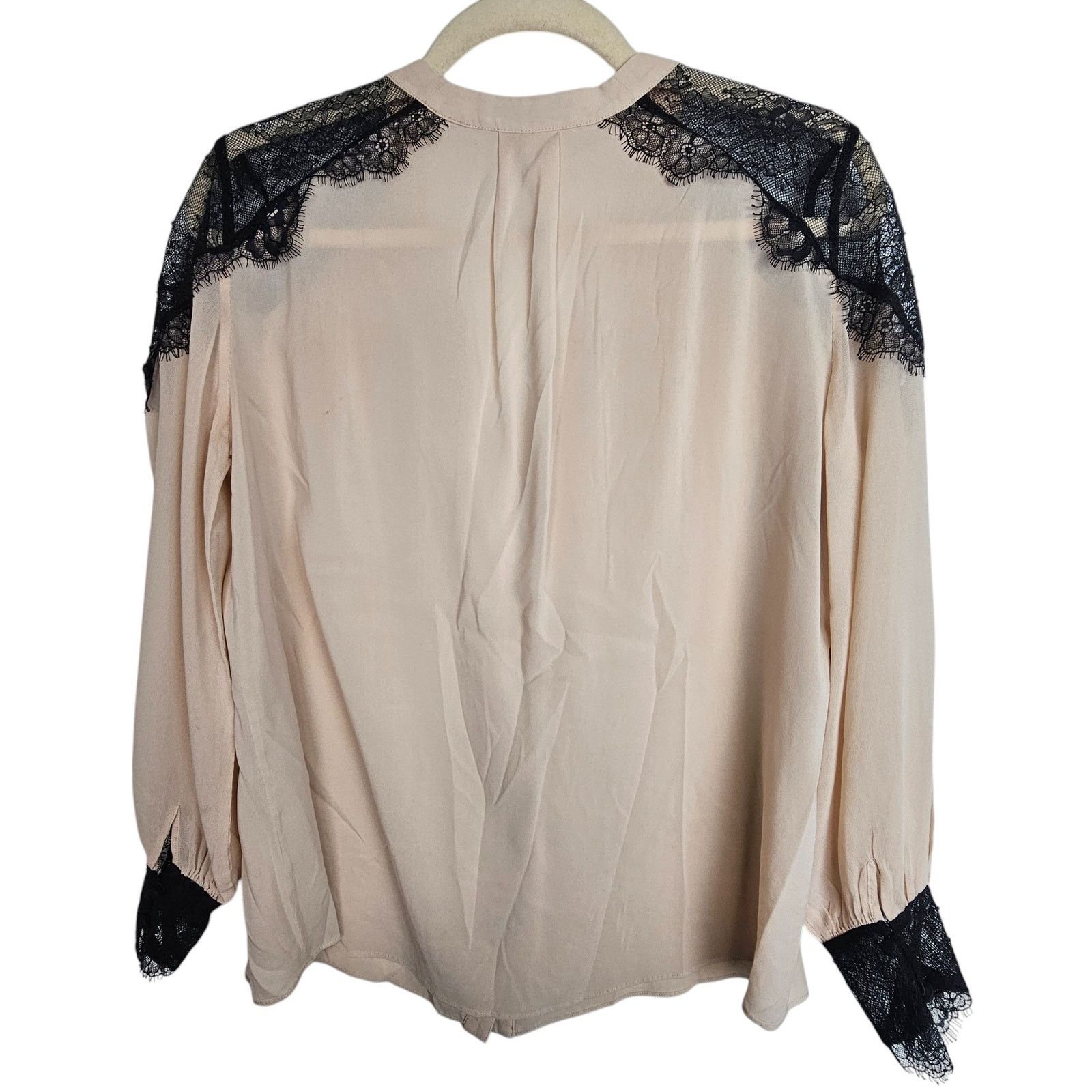 Alice + Olivia Alice + Olivia Sofia Silk Blouse Lace Fairycore Quiet Luxury Size M / US 6-8 / IT 42-44 - 9 Thumbnail