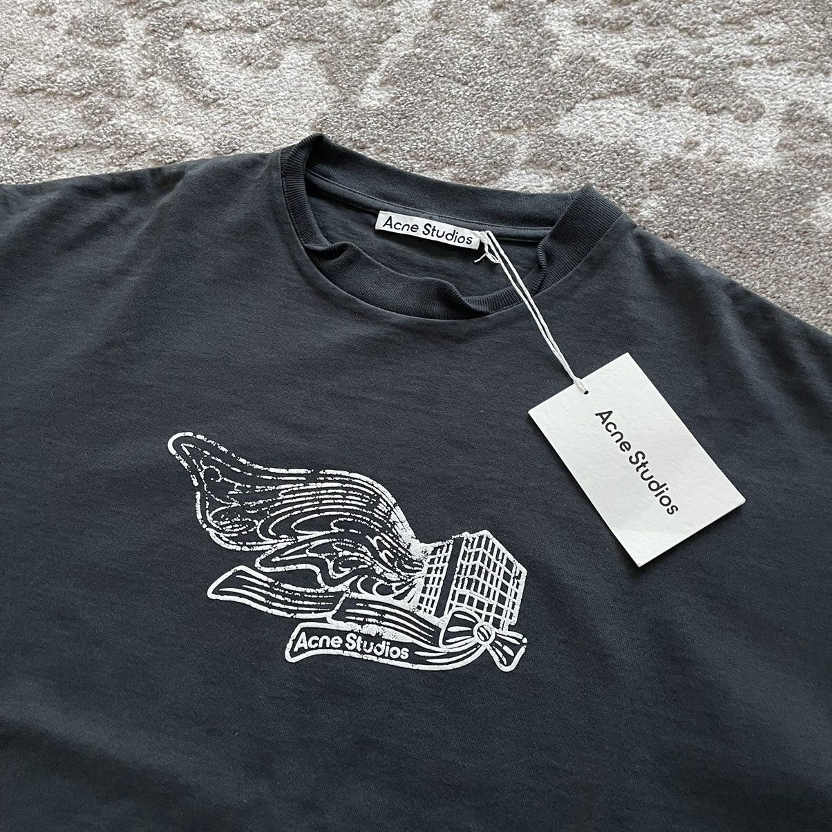 Acne Studios Acne Studios Edlund Logo Wings Faded Black T-Shirt M Size US M / EU 48-50 / 2 - 2 Thumbnail