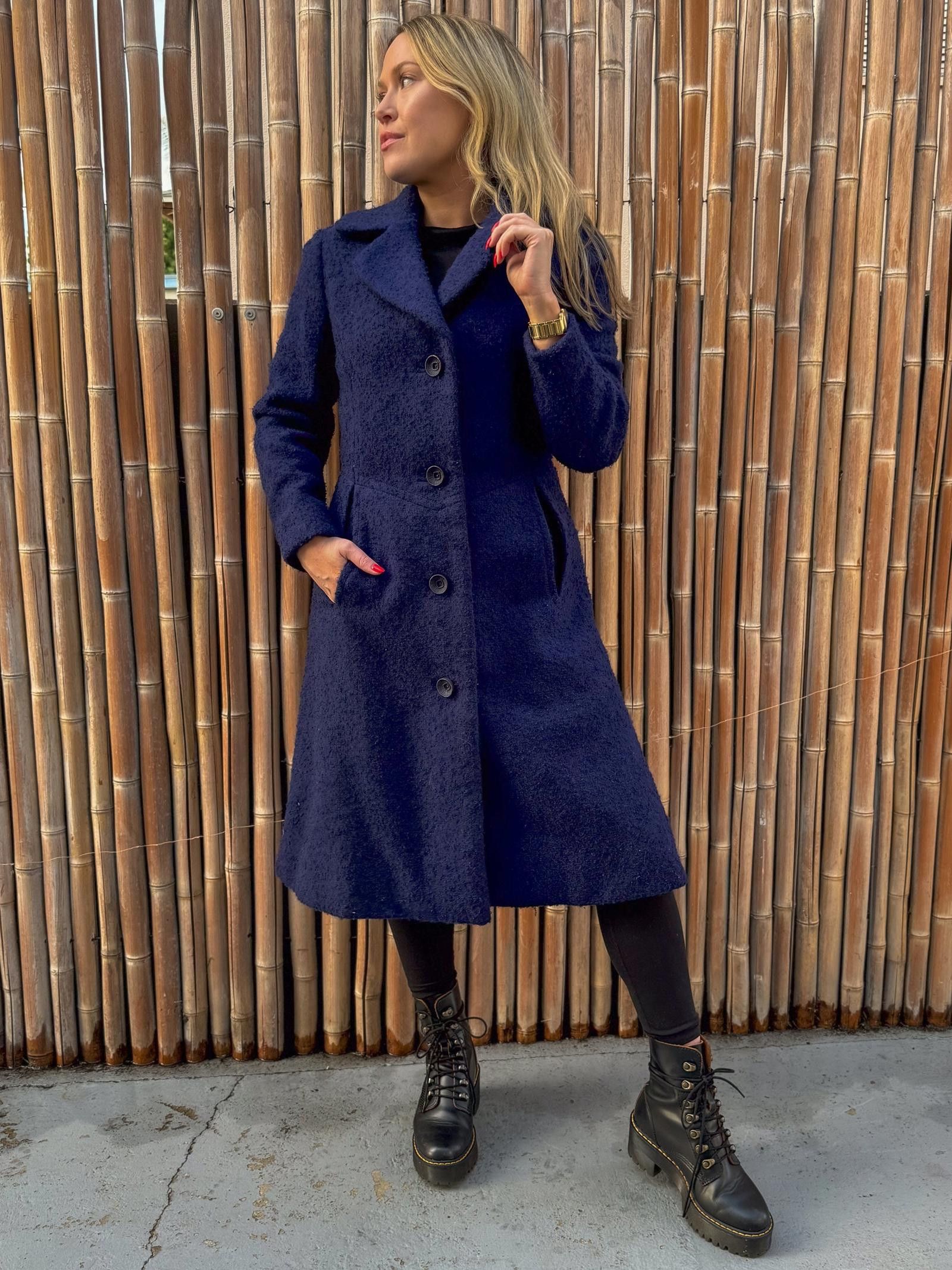 Designer Vintage 70's Dark Blue Navy Coat Jacket with button closure Size M / US 6-8 / IT 42-44 - 5 Thumbnail