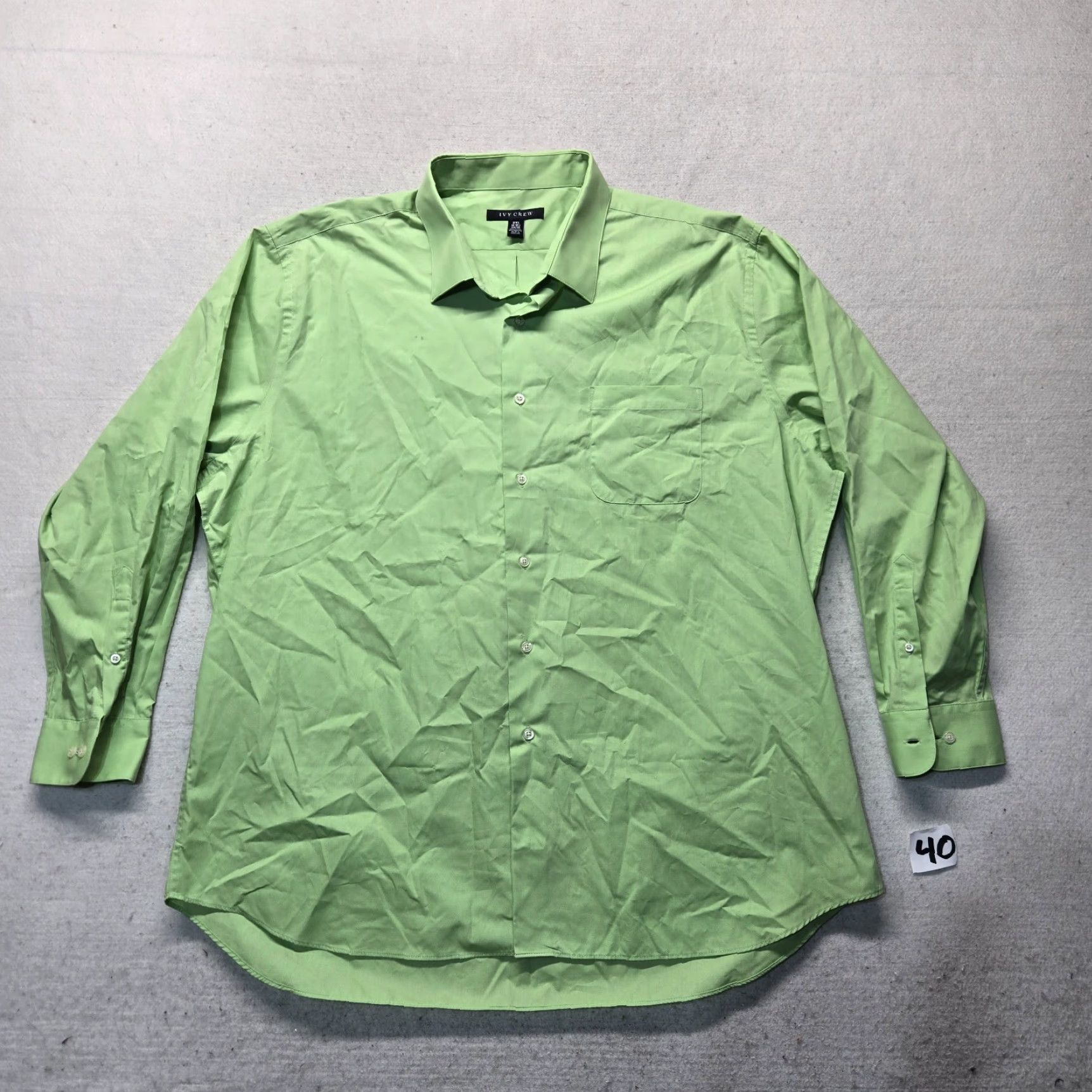 Vintage Ivy Crew Solid Green Long Sleeve Button-Up Shirt Adult Men 2XL XXL Collared Shirt Green Cotton Jacket? Size US XXL / EU 58 / 5 - 2 Thumbnail