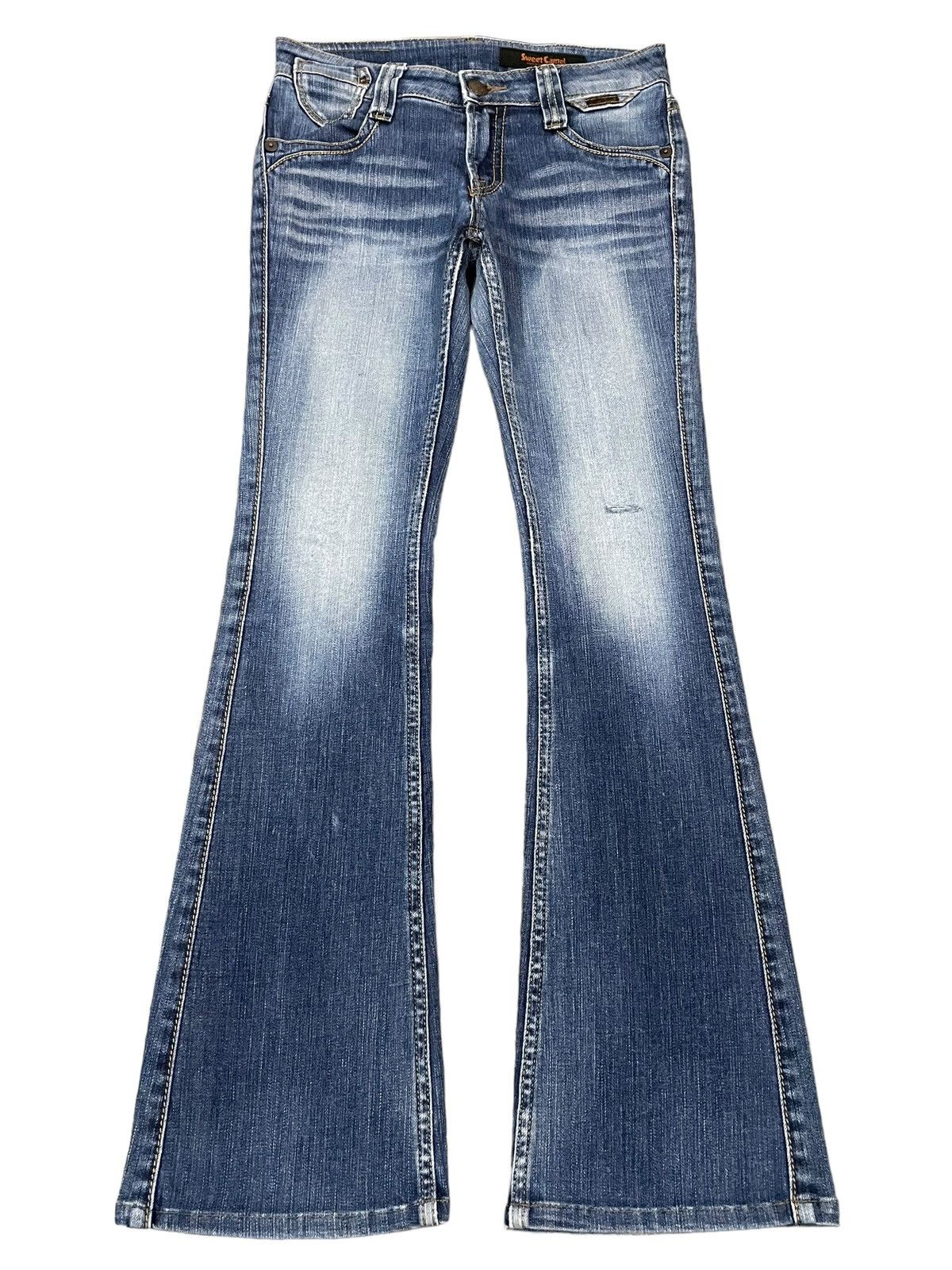 Hysteric Glamour Vintage Ripped Women Denim Sweet Camel Blue Wash Flare Jeans Size 30" / US 8 / IT 44 - 1 Thumbnail