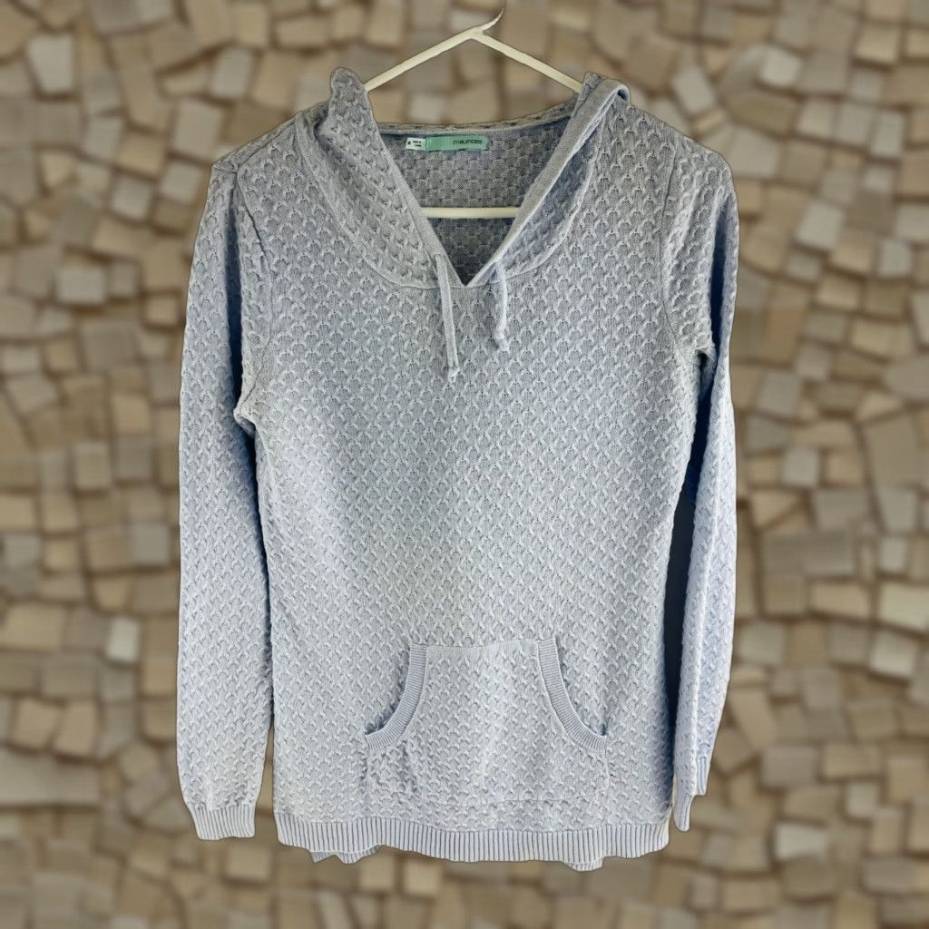 Vintage **Women's Size M Blue Metallic Maurices Hooded Drawstring Sweater** User: Women's Size M Blue Metallic Maurices Hooded Drawstring Sweater Size M / US 6-8 / IT 42-44 - 1 Thumbnail