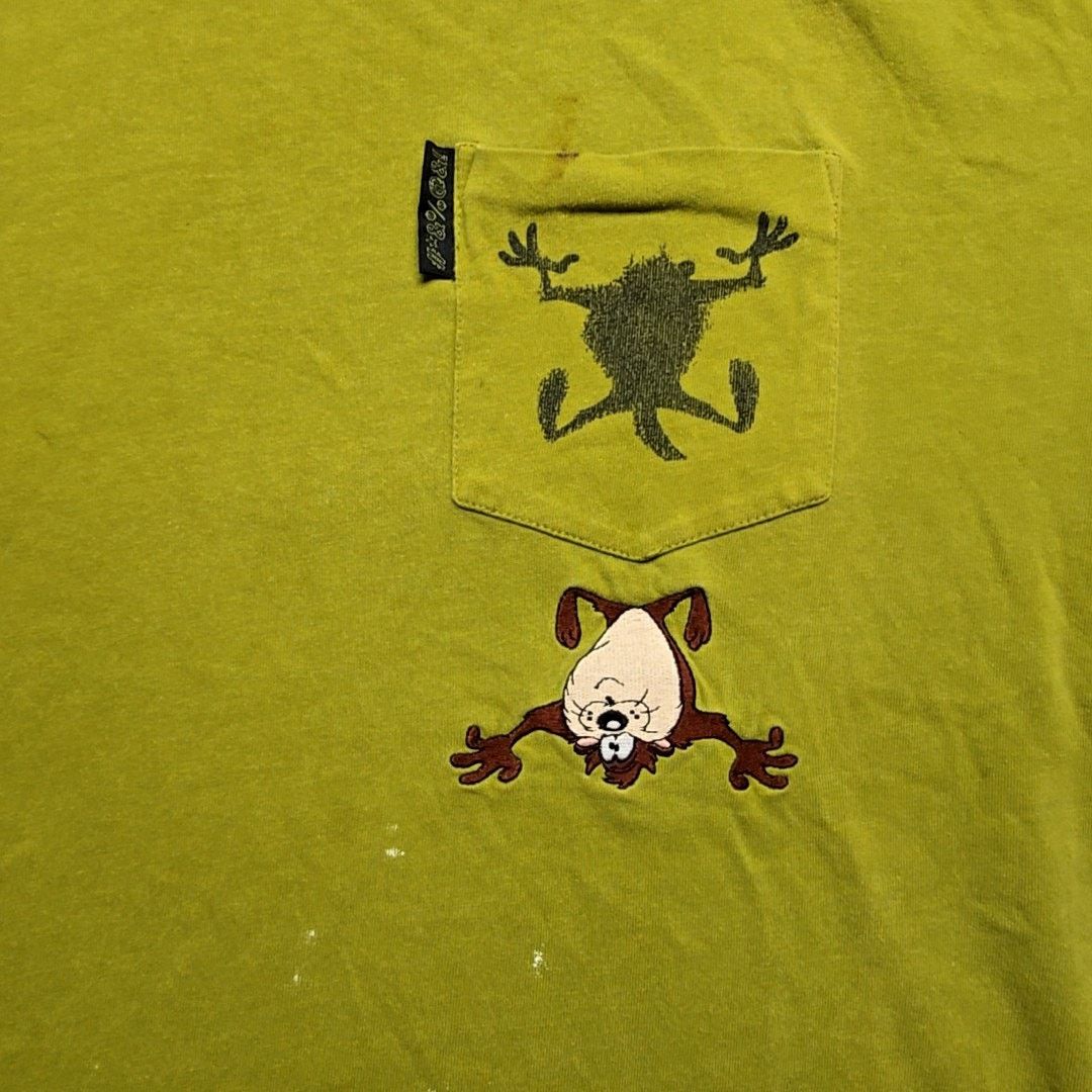 Warner Bros Vintage Taz Shirt Store Green L Cartoon Graphic Pocket Tee Size US L / EU 52-54 / 3 - 2 Thumbnail