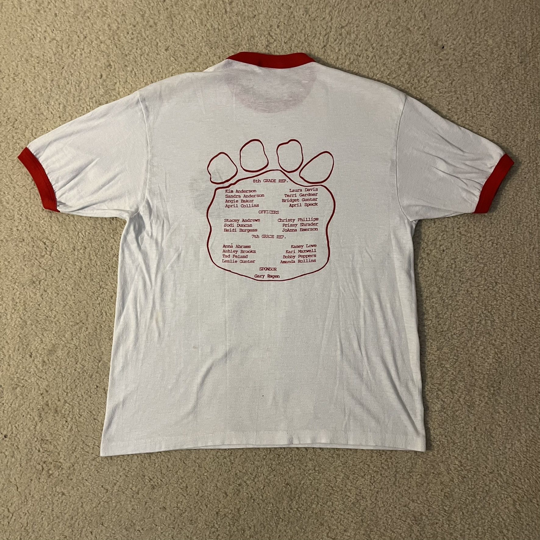Hanes × Vintage VTG 80s CJHS Student Council Single Stitch Ringer Tee Size US L / EU 52-54 / 3 - 2 Thumbnail