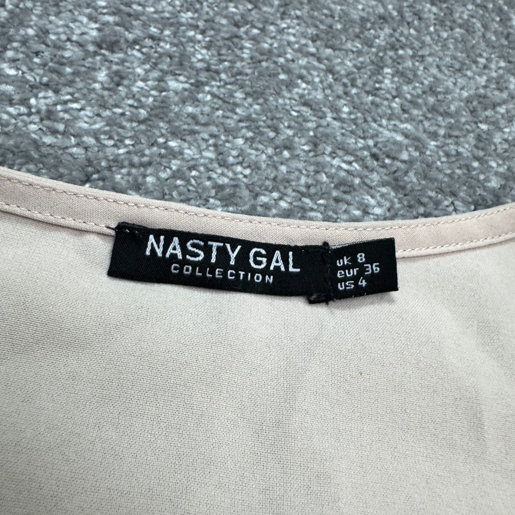 Nasty Gal Nasty Gal Collection Wrapped Midi Dress Womens 4 Beige Flutter Sleeve V-Neck Dress Size S / US 4 / IT 40 - 6 Thumbnail