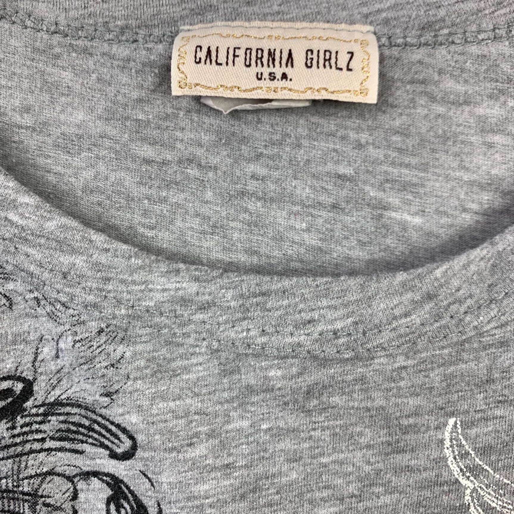 Vintage VINTAGE California Girlz T-Shirt Gray Short Sleeve Y2K Bling Cross Tee Large Size L / US 10 / IT 46 - 3 Thumbnail