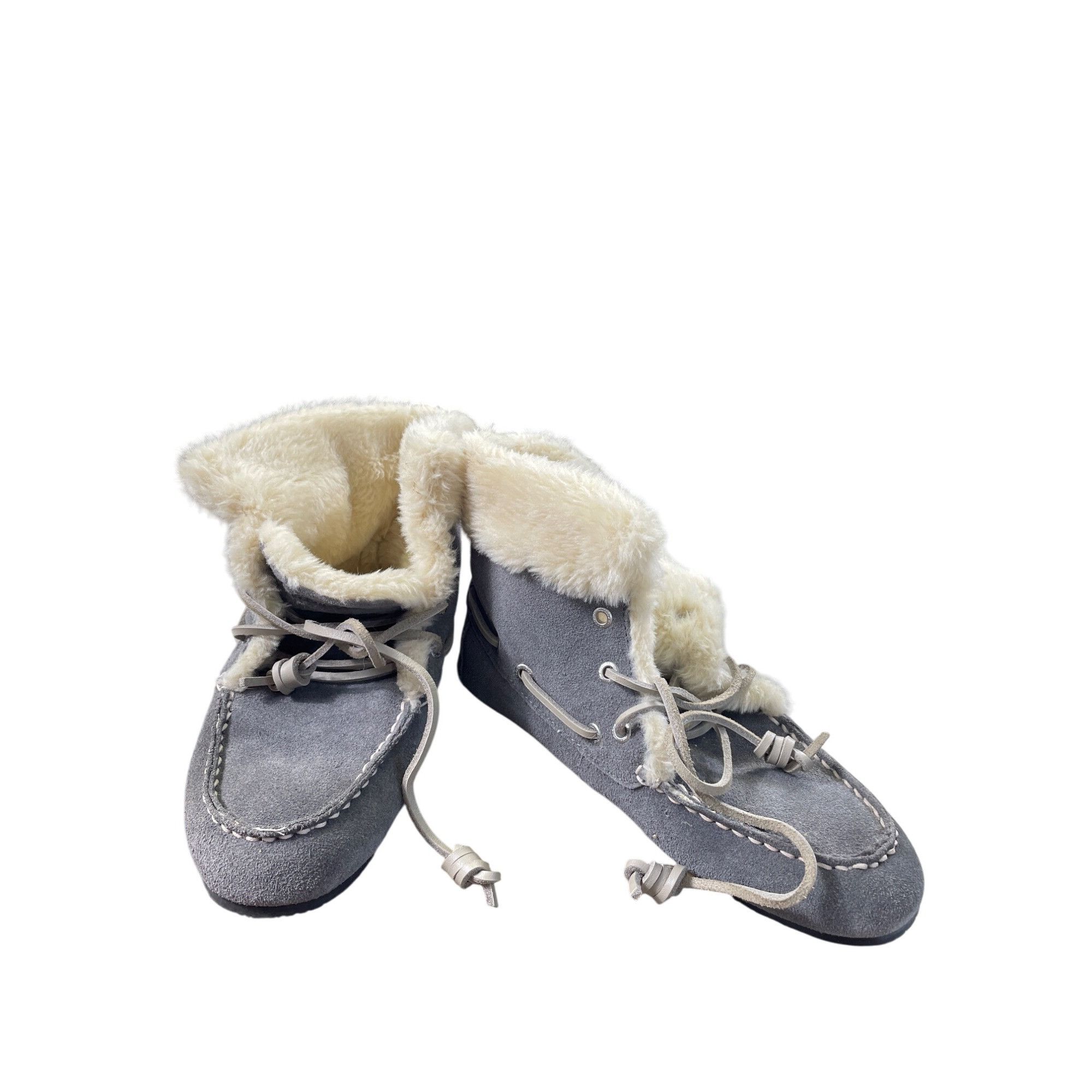 Cabelas Cabelas Womens Gray Suede Fur-Lined Ankle Bootie Shoes Size Size US 7 / IT 37 - 1 Thumbnail