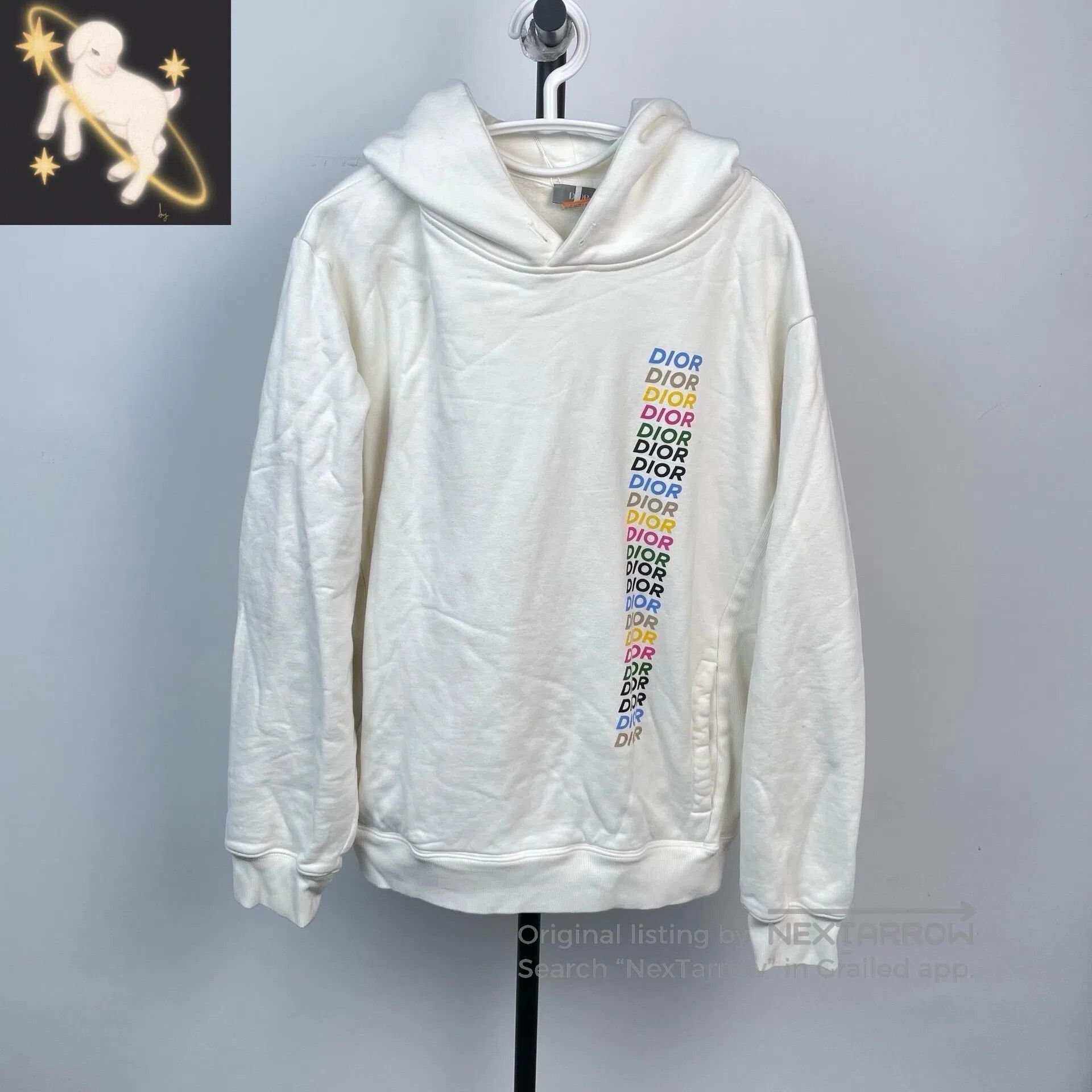 Dior Dior White New Rainbow Letter Logo Hooded Sweatshirt| Size US XL / EU 56 / 4 - 1 Thumbnail