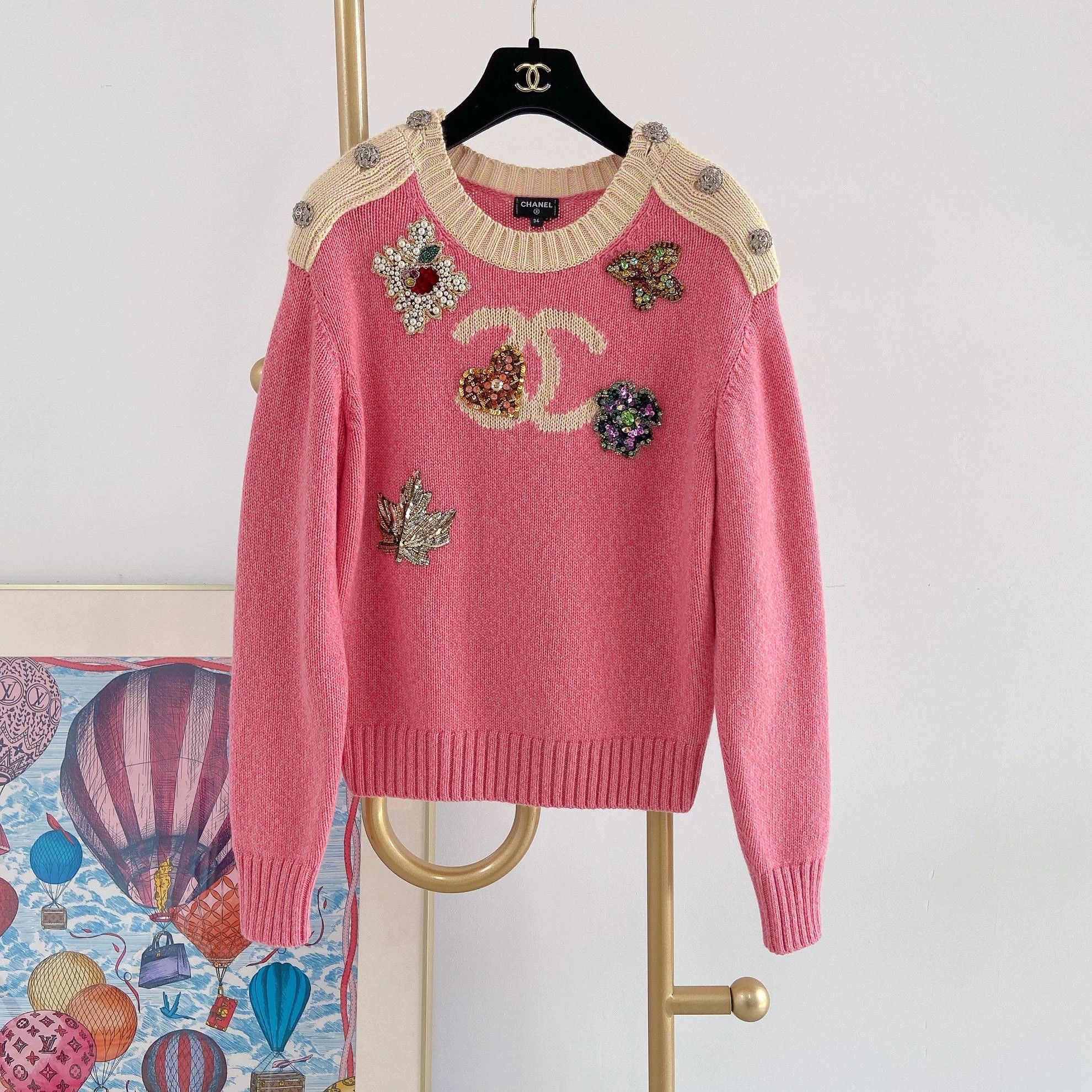 Chanel Chanel pink cashmere heavy beaded knit sweater Size XS / US 0-2 / IT 36-38 - 2 Thumbnail