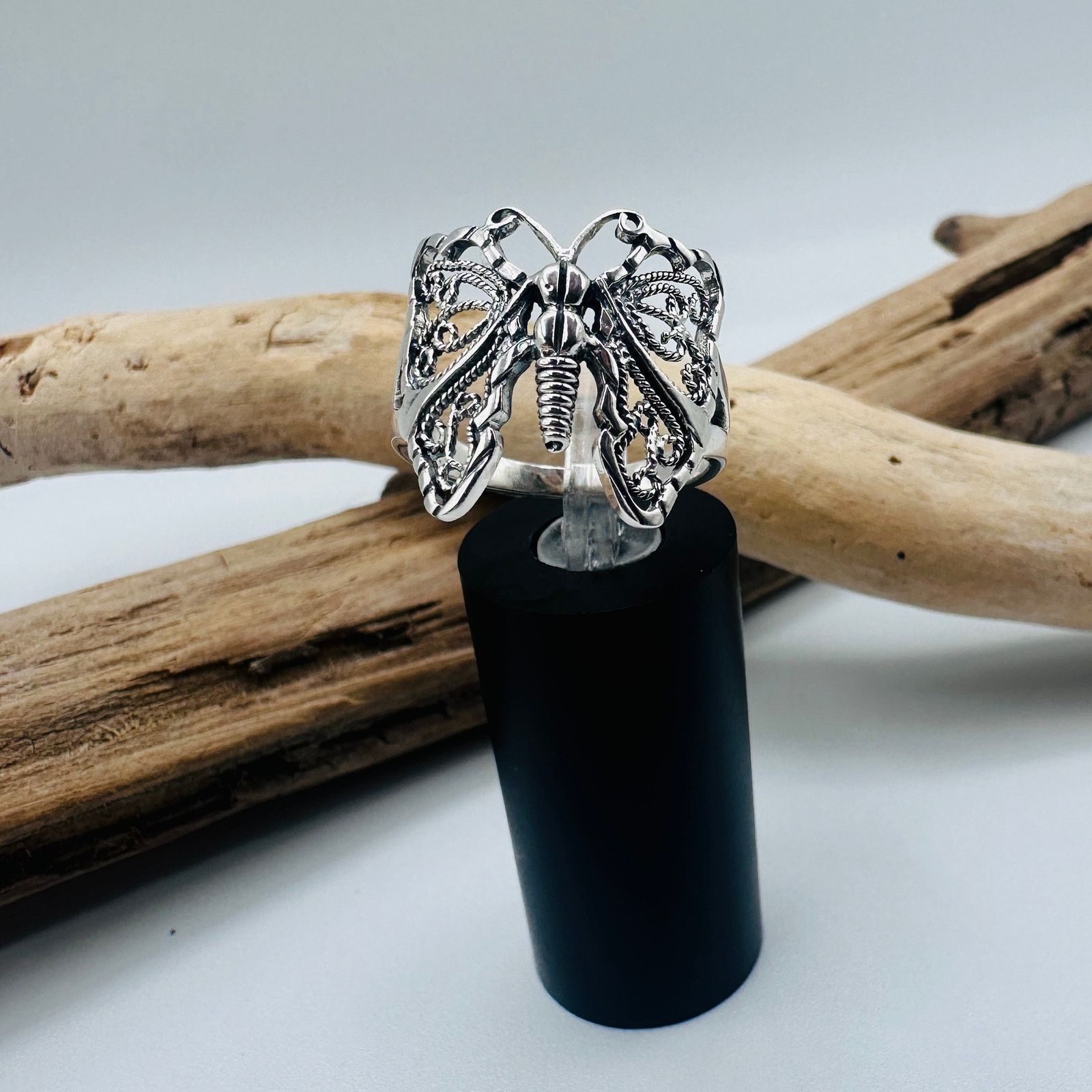 The Unbranded Brand Sterling Silver Filigree Butterfly Ring-Detailed Wings Size ONE SIZE - 3 Thumbnail
