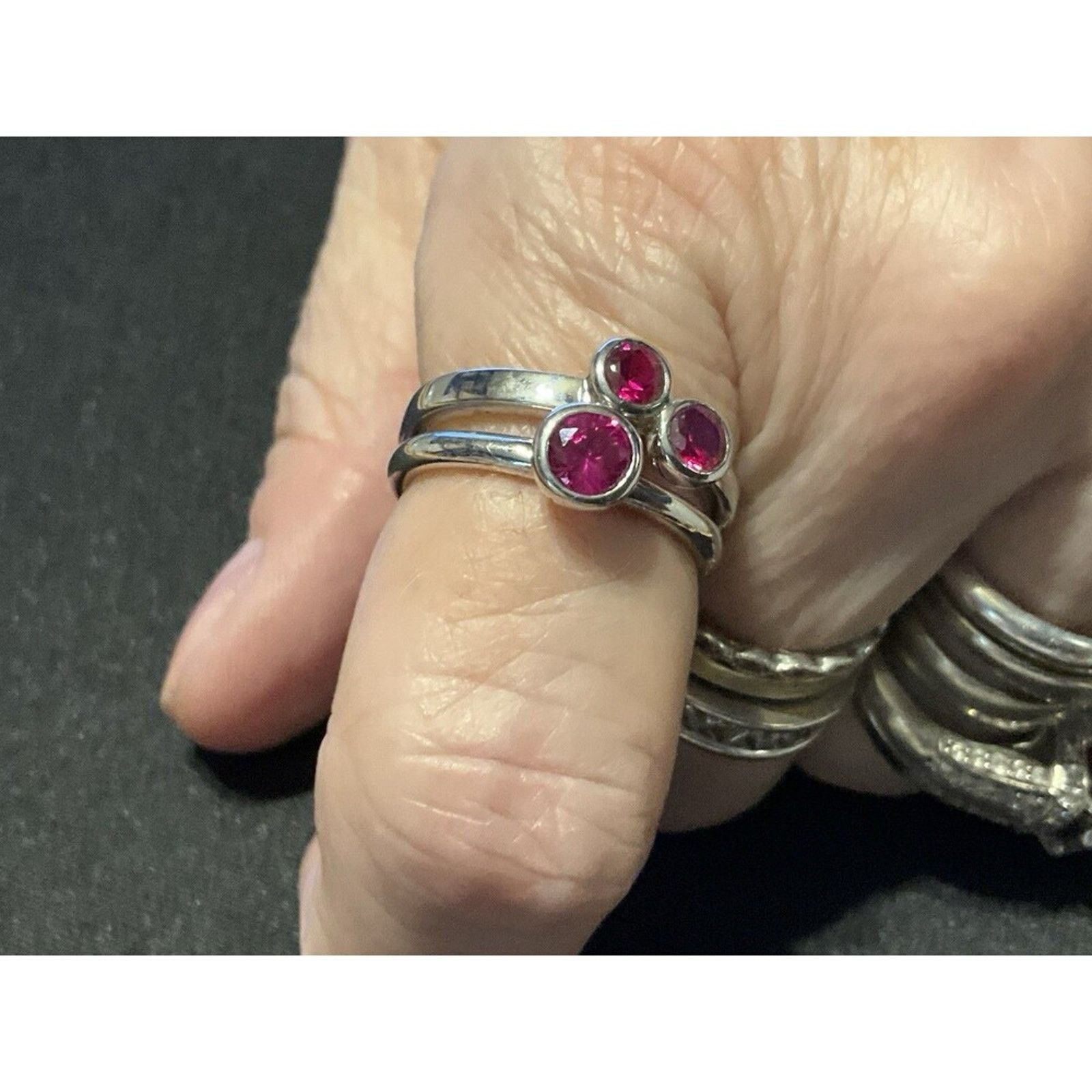 Other 925 Sterling Silver 2 Ring Set Pink Topaz Stones Size 8 Size ONE SIZE - 4 Thumbnail