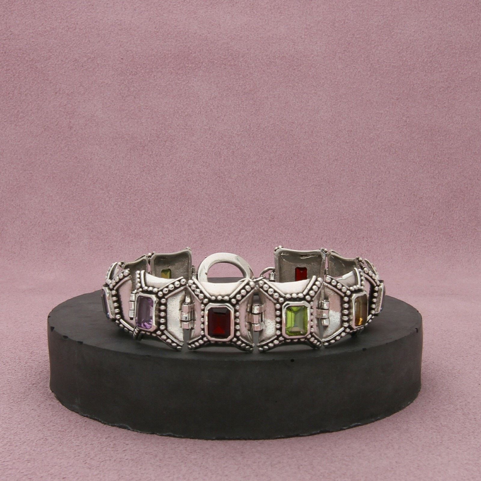 Sterling Silver sterling silver garnet amethyst toggle bracelet size 6.75in Size ONE SIZE - 1 Thumbnail