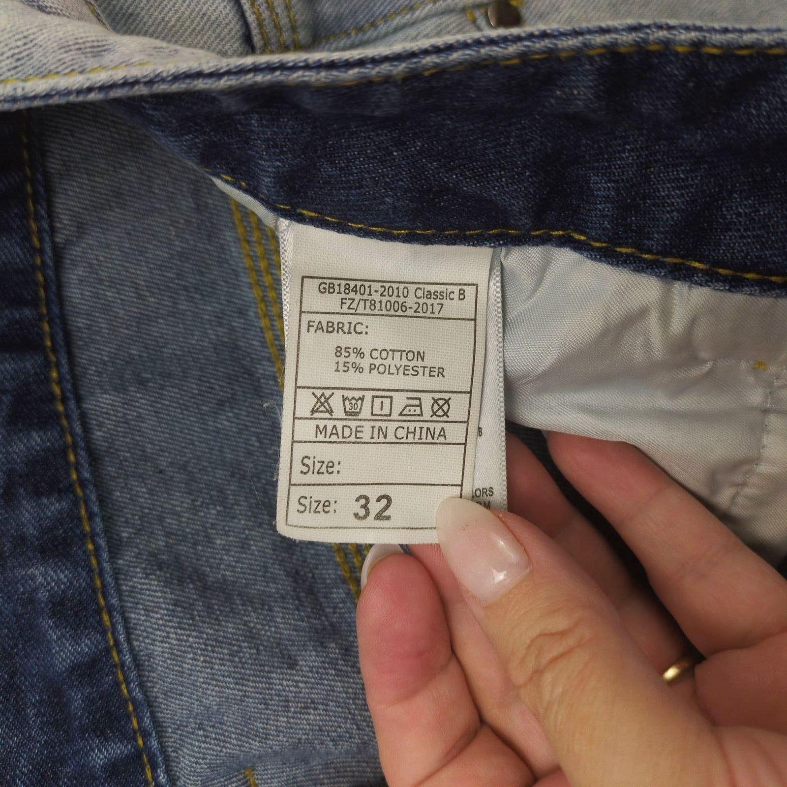 GB GB18401-2010 Classic B Men's 32x31 Distressed Bleach Jeans Size US 32 / EU 48 - 7 Thumbnail