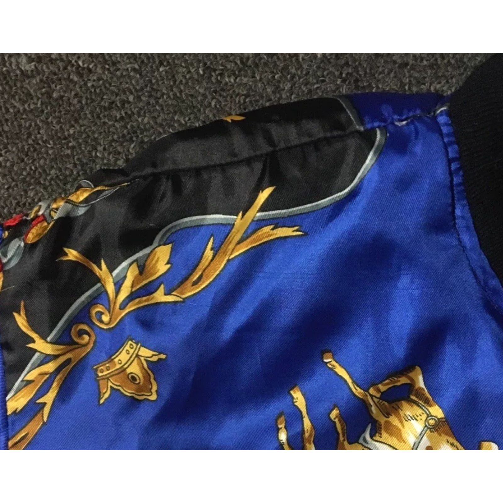 Vintage VINTAGE Baroque Bomber Jacket L Women Blue 80s 90s Talon Zipper Abstract Art Designer Horses Grunge OP Size L / US 10 / IT 46 - 4 Thumbnail