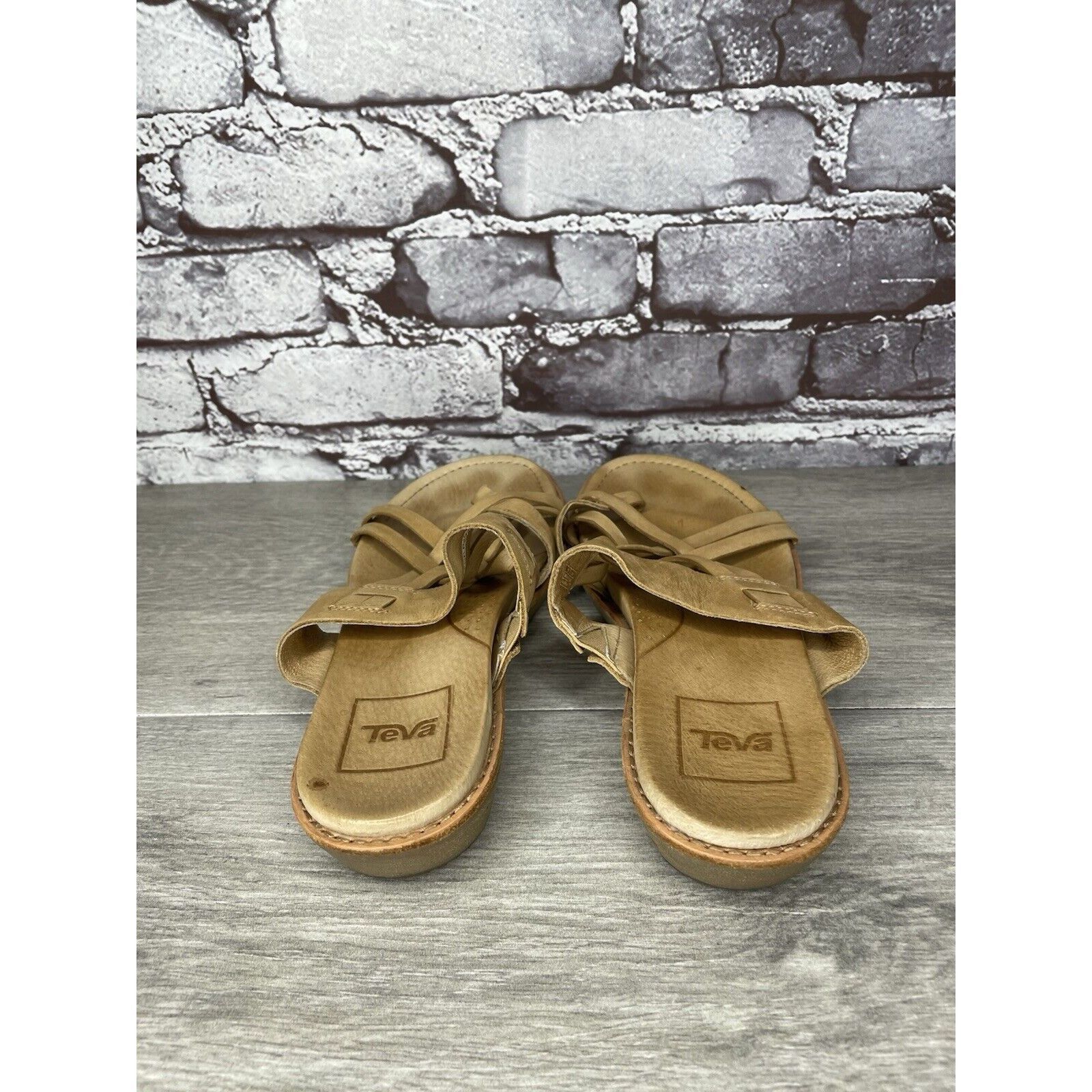 Teva Teva Encanta Tan Brown Leather Casual Toe Slides Sandals Wom Size US 7 / IT 37 - 4 Thumbnail