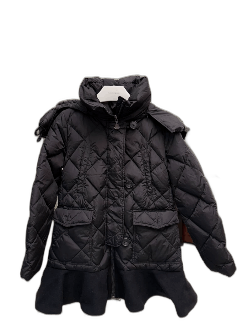 Moncler Moncler Black Down Jacket with Ruffled Hem-yf Size US L / EU 52-54 / 3 - 1 Thumbnail