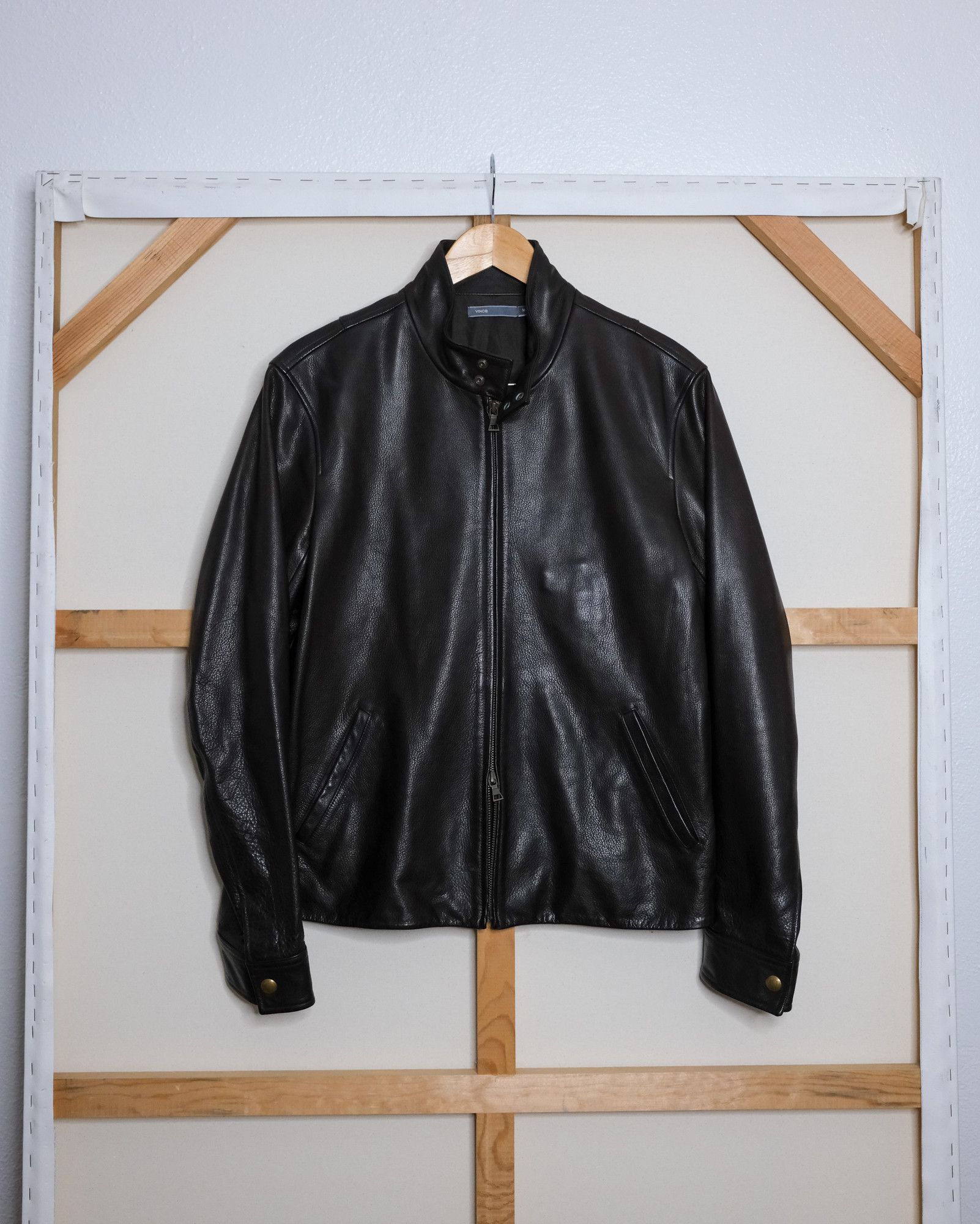 Vince Brown Leather Cafe Racer Jacket Size US M / EU 48-50 / 2 - 1 Thumbnail