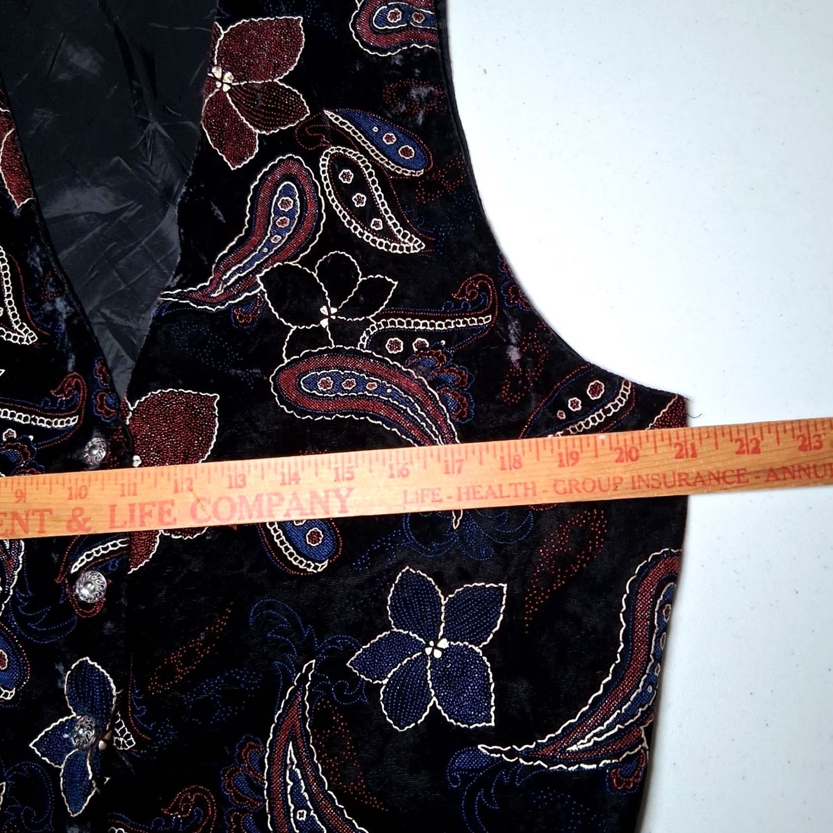 Velvet VINTAGE Melrose Vest Women's Velvet Floral Paisley Boho 1990s Large L Sleeveless Button V-Neck Black Size L / US 10 / IT 46 - 4 Thumbnail