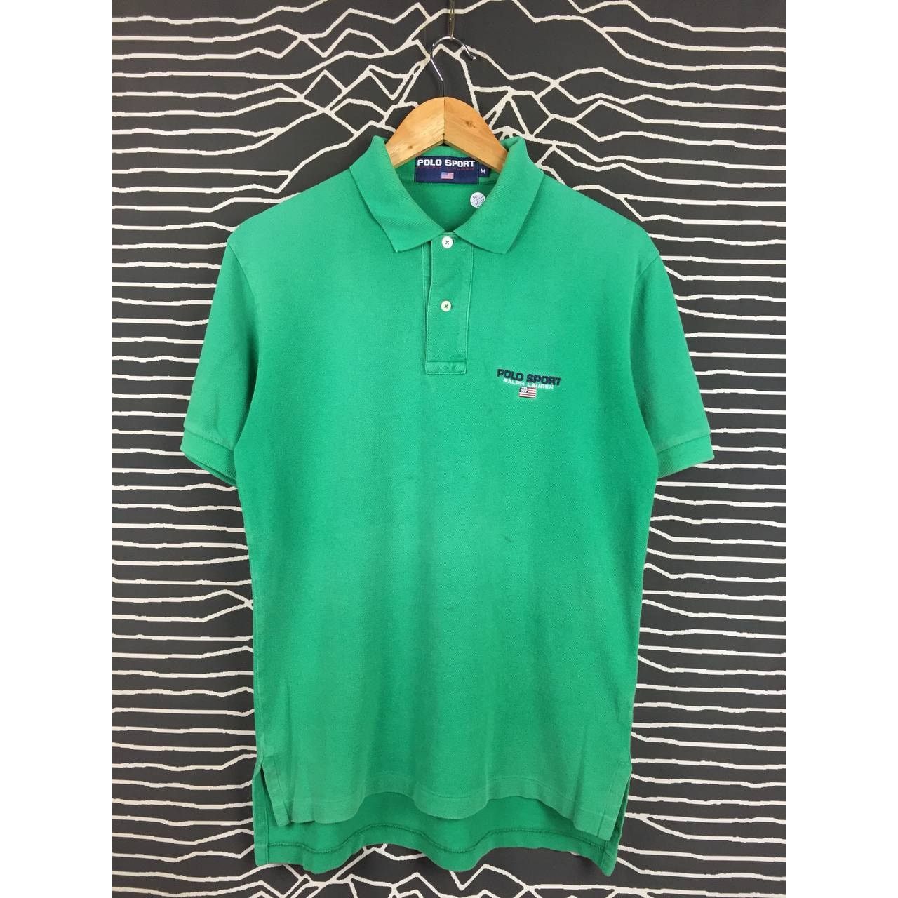 Polo Ralph Lauren × Vintage Vtg Polo Sport Ralph Lauren American Flag Logo Polo Tee Size US M / EU 48-50 / 2 - 1 Thumbnail