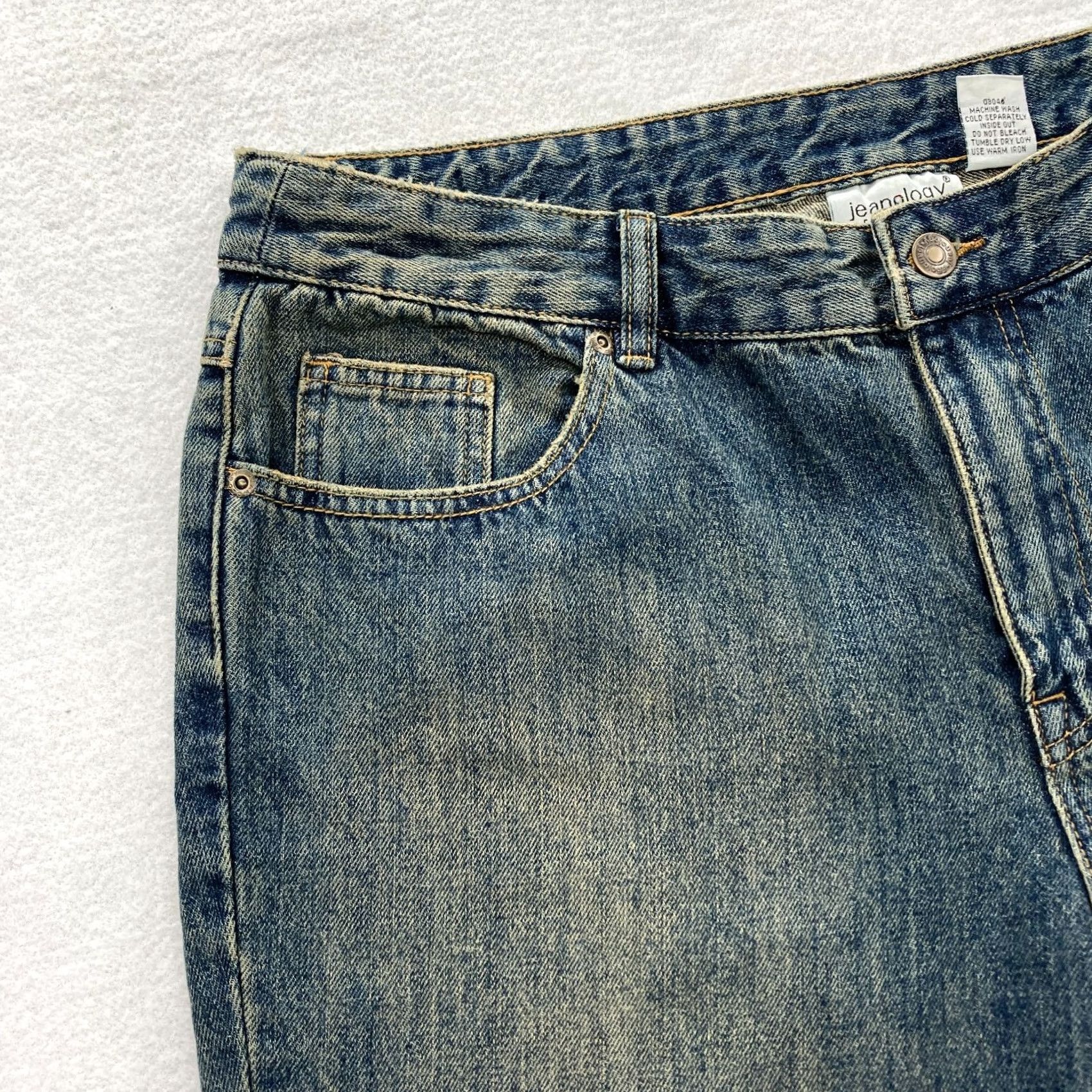 Denime Jeanology Jeans Women's 16 Tall Medium Wash Blue Denim Mid Rise Bootscut Boho Vintage Y2K Lounge Size 38" / US 16 / IT 52 - 3 Thumbnail