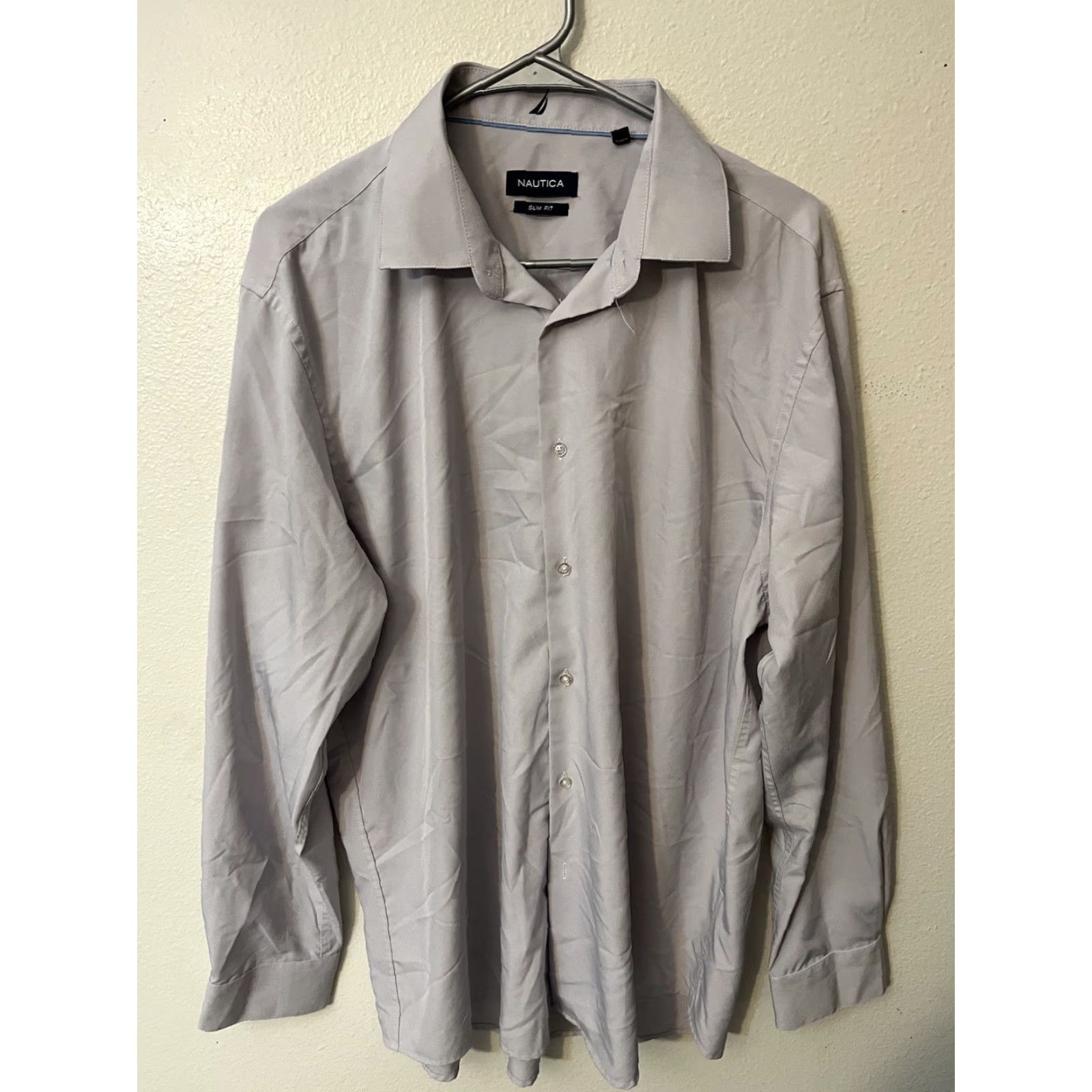 Nautica Nautica Slim Fit Button Up Performance Super Shirt XL Gray Men Dress Shirt Size US XL / EU 56 / 4 - 2 Thumbnail