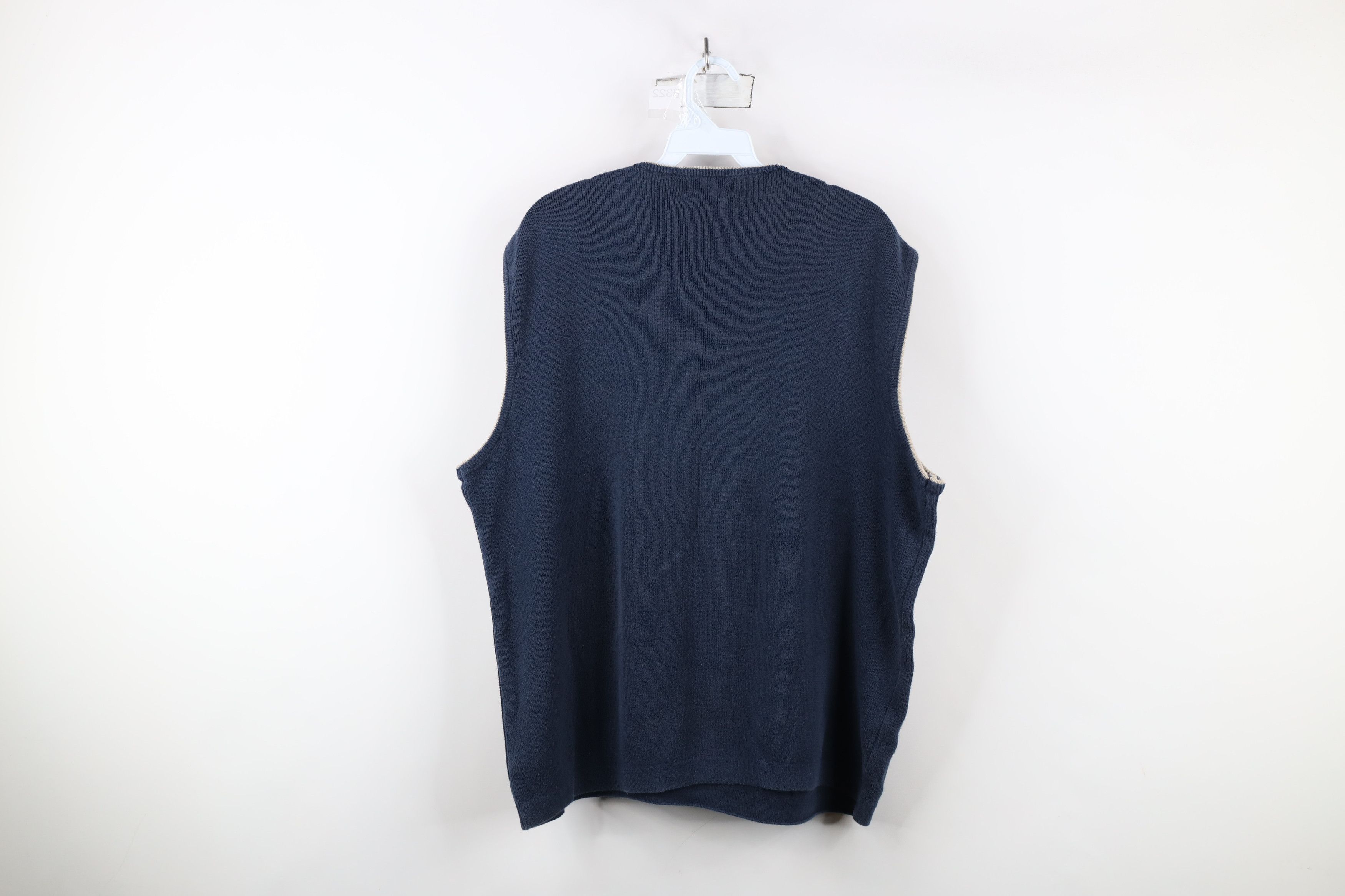 Vintage Vintage 90s Streetwear Cotton Ribbed Knit Sweater Vest Blue Size US XL / EU 56 / 4 - 9 Thumbnail